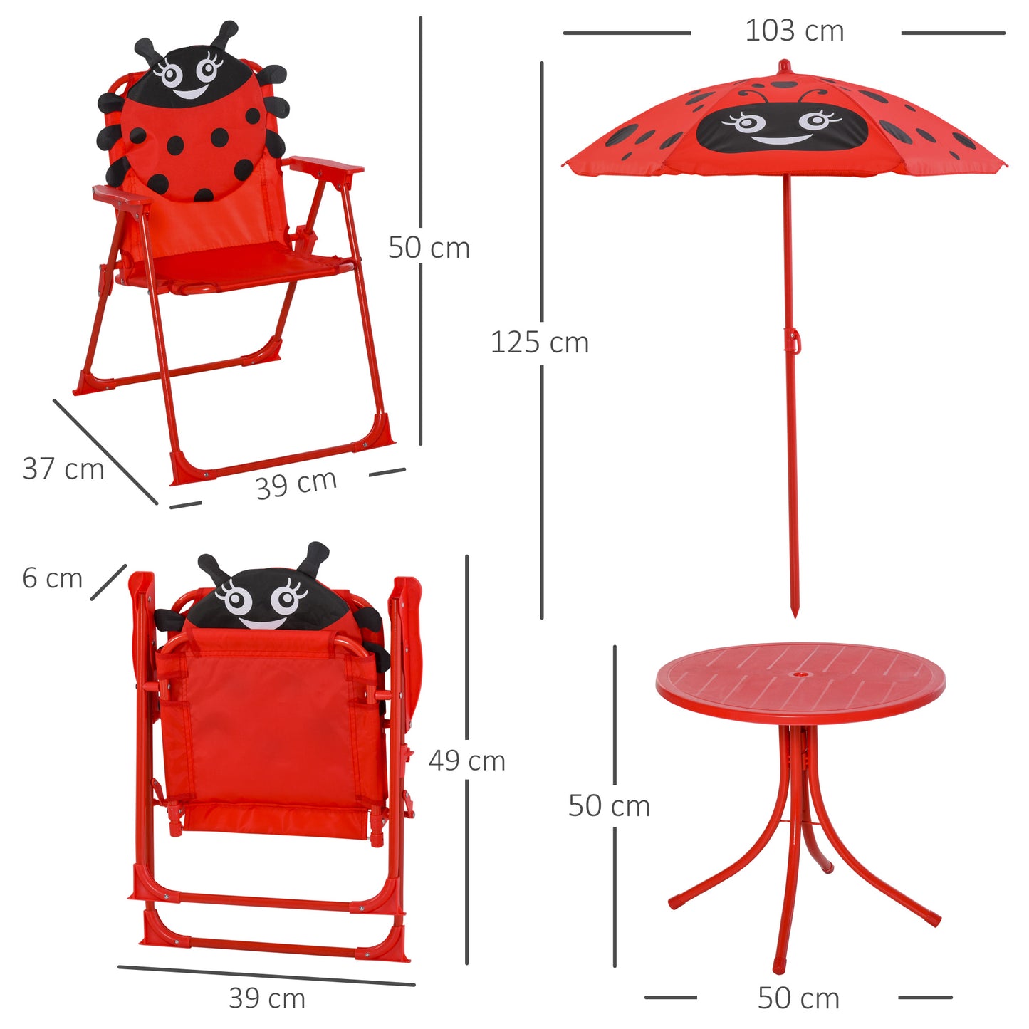 Kids Folding Picnic Table Chair Set w/ Parasol