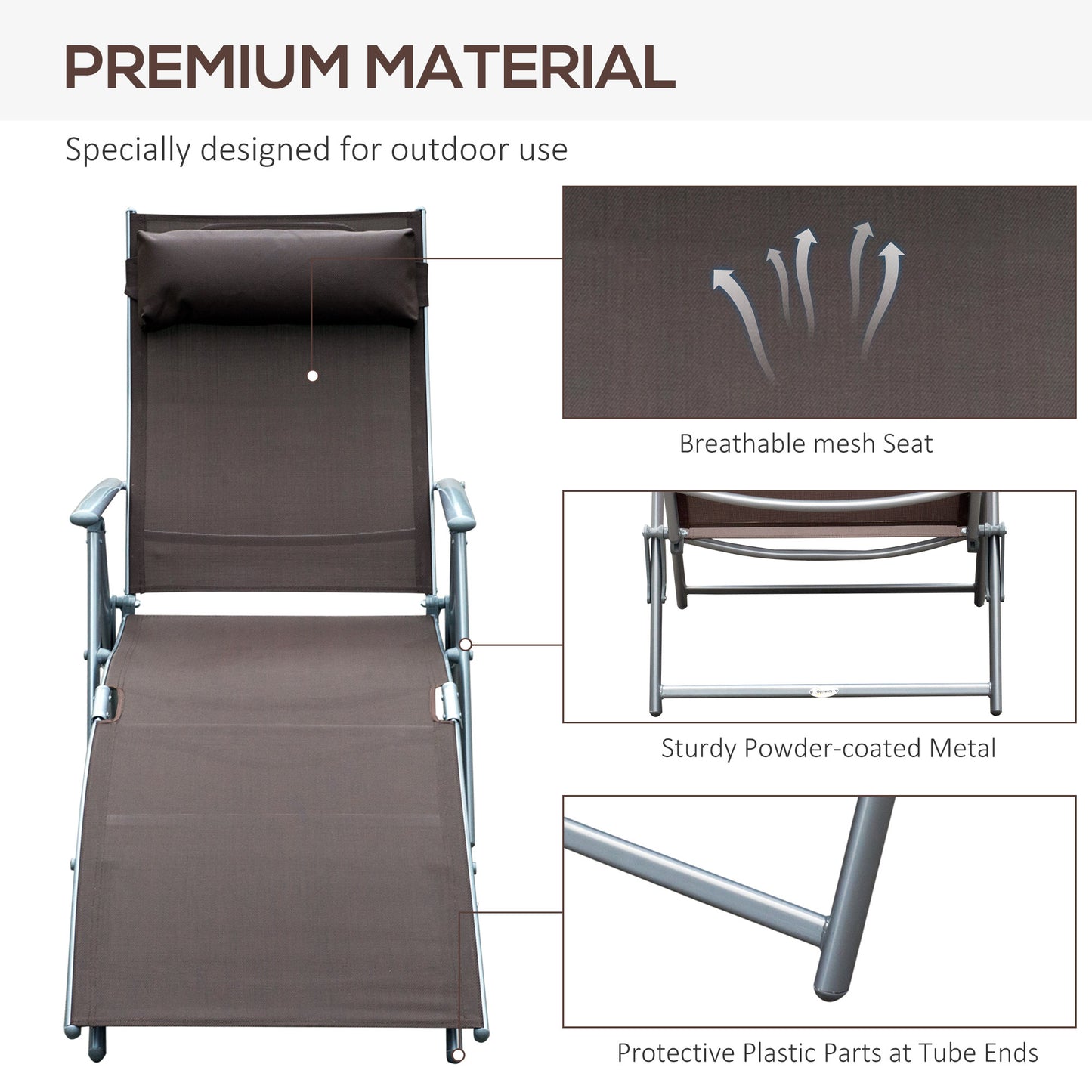 Sun Lounger Steel Frame Outdoor Folding Chaise Texteline Lounge (3)