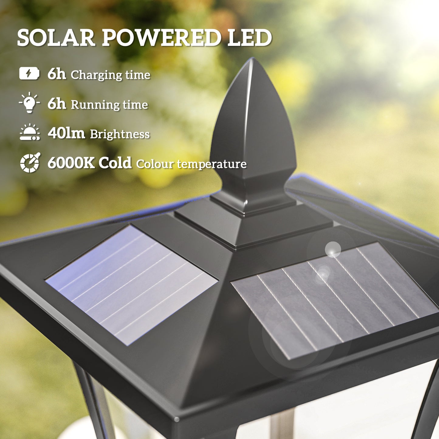 Outdoor Garden Solar Post Lamp Sensor Dimmable LED Lantern Bollard