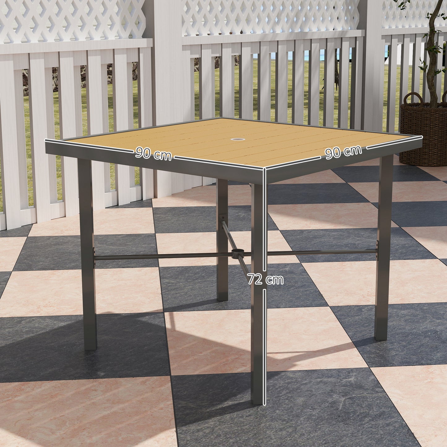 Garden Table for 4, 90 cm Rectangular Outdoor Dining Table