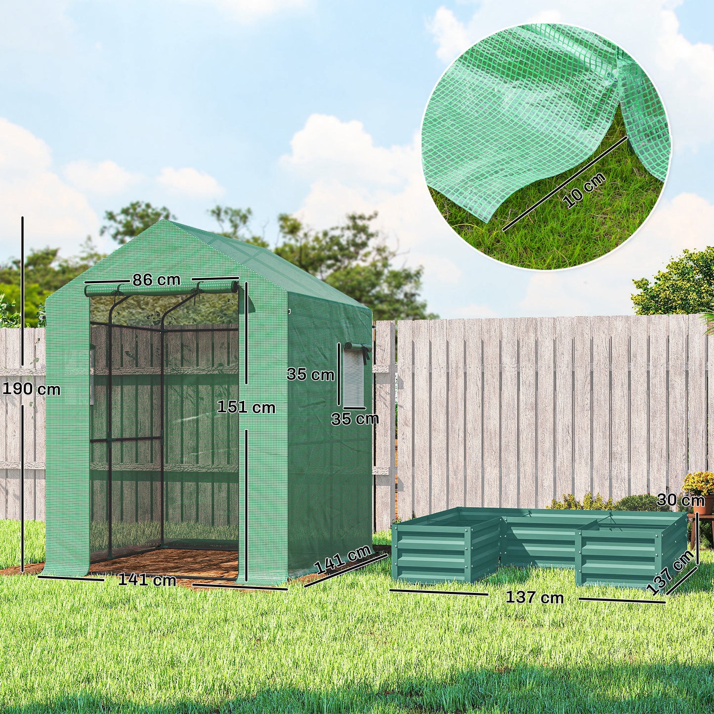 Small Greenhouse with Raised Garden Bed