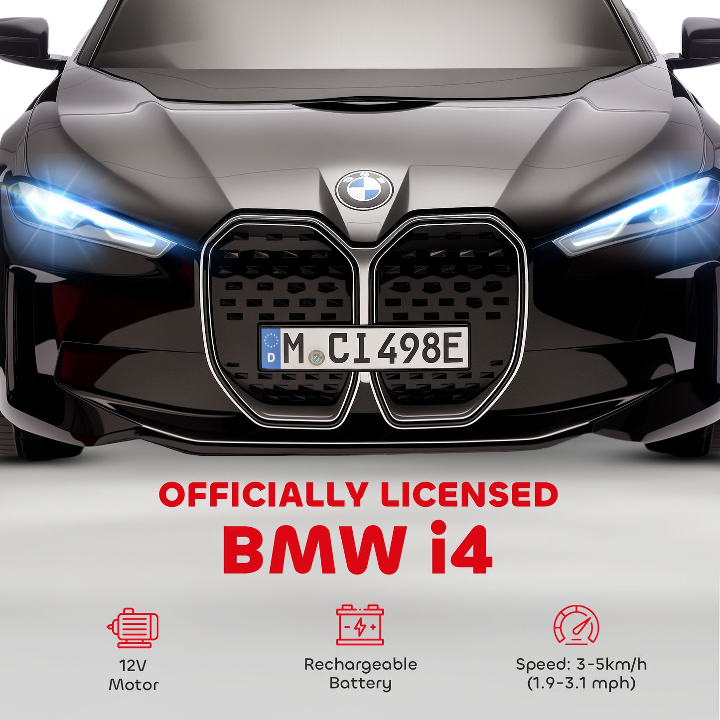 BMW i4 Licensed 12V Kids Electric Ride-On Car, with Remote Control