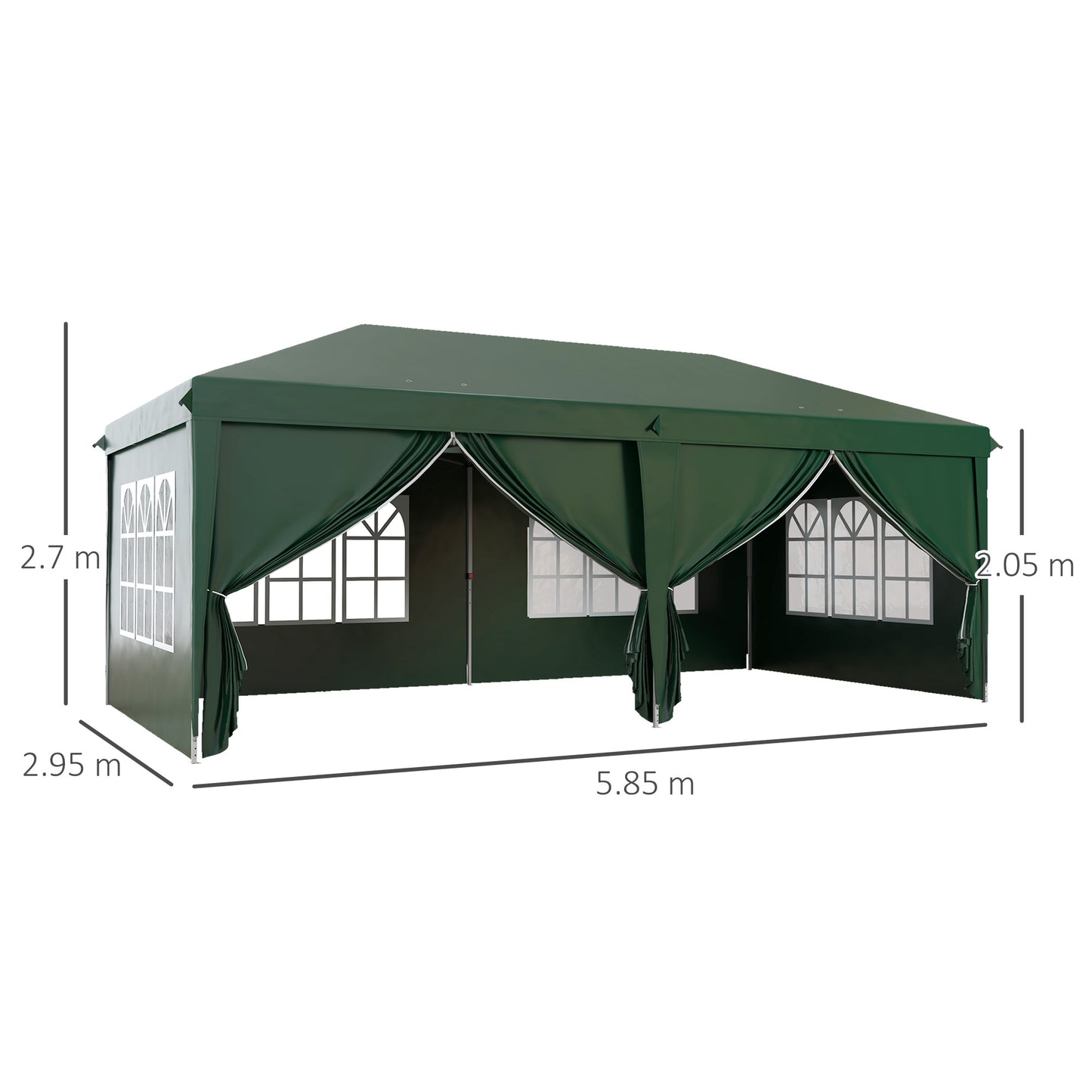 3 x 6m Pop-Up Gazebo, with Curtain Walls and Windows