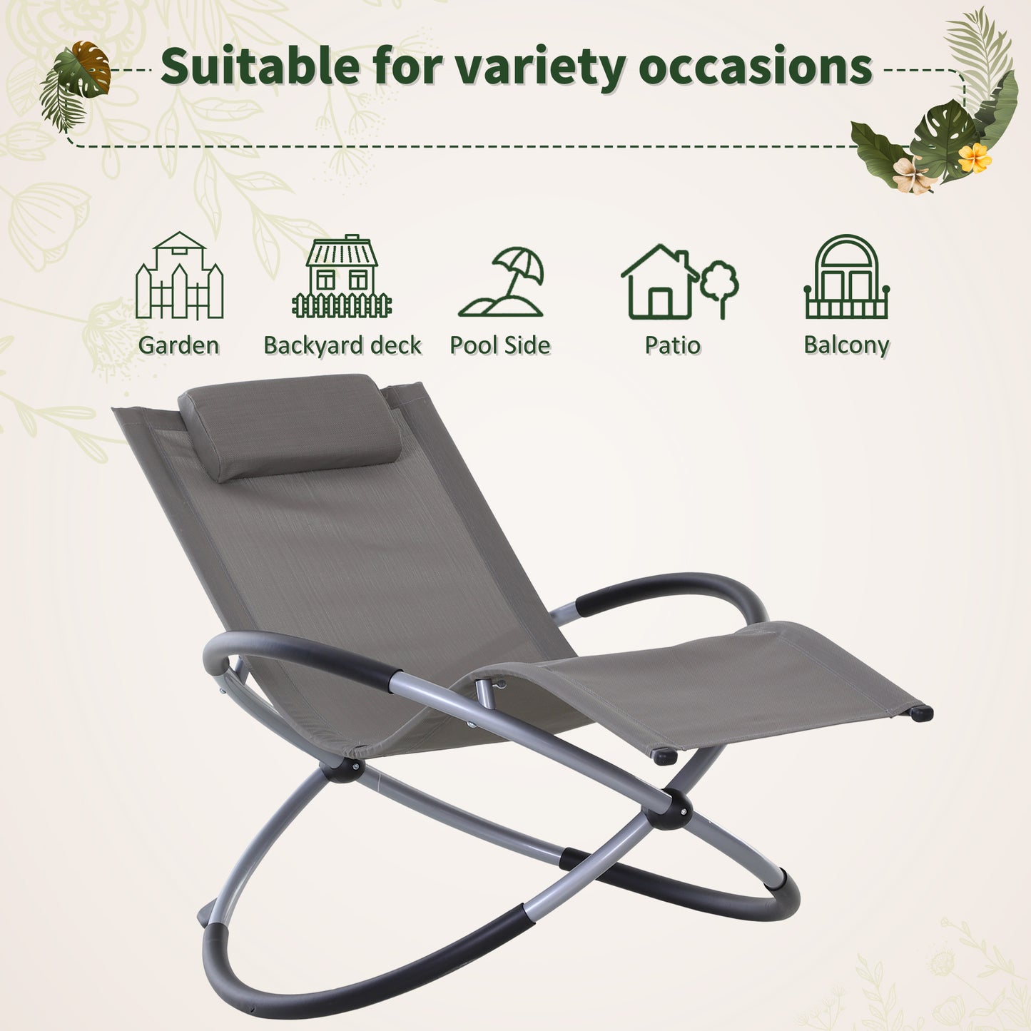 Outdoor Orbital Lounger Zero Gravity Patio Chaise Sun Lounger