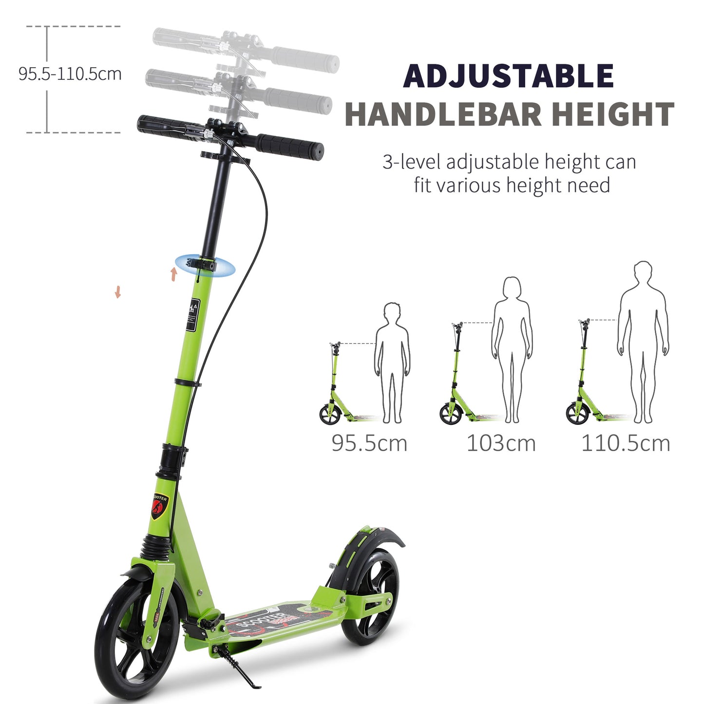 Kick Scooter, Folding 2 Wheel Scooter with Dual Brake System