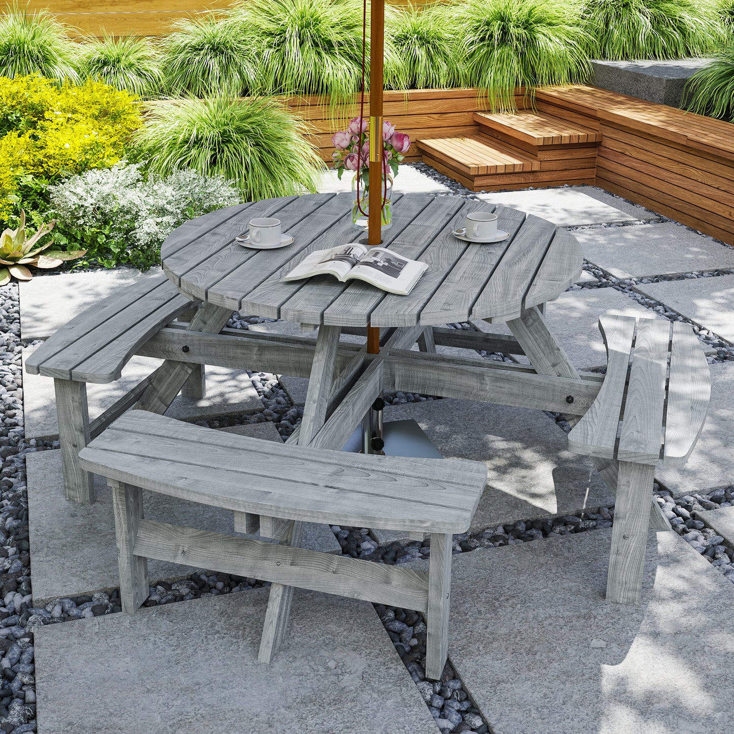 8-Seater Wooden Picnic Set