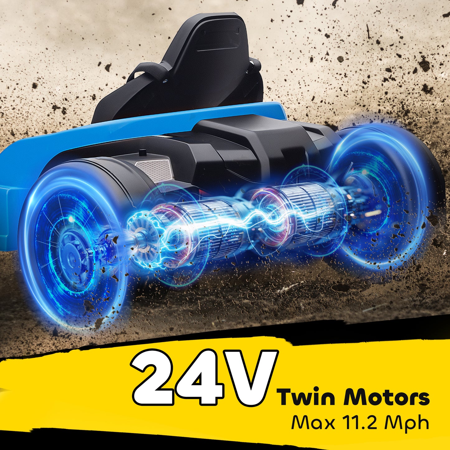 24V Electric Go Kart, Drift Kart with Adjustable Seat, Slow Start