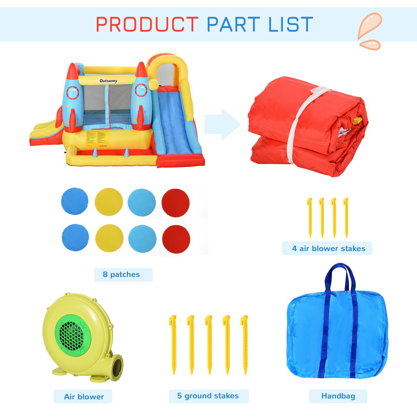 Bounce Castle Inflatable Trampoline Slide Pool Rocket Design 3.4 x