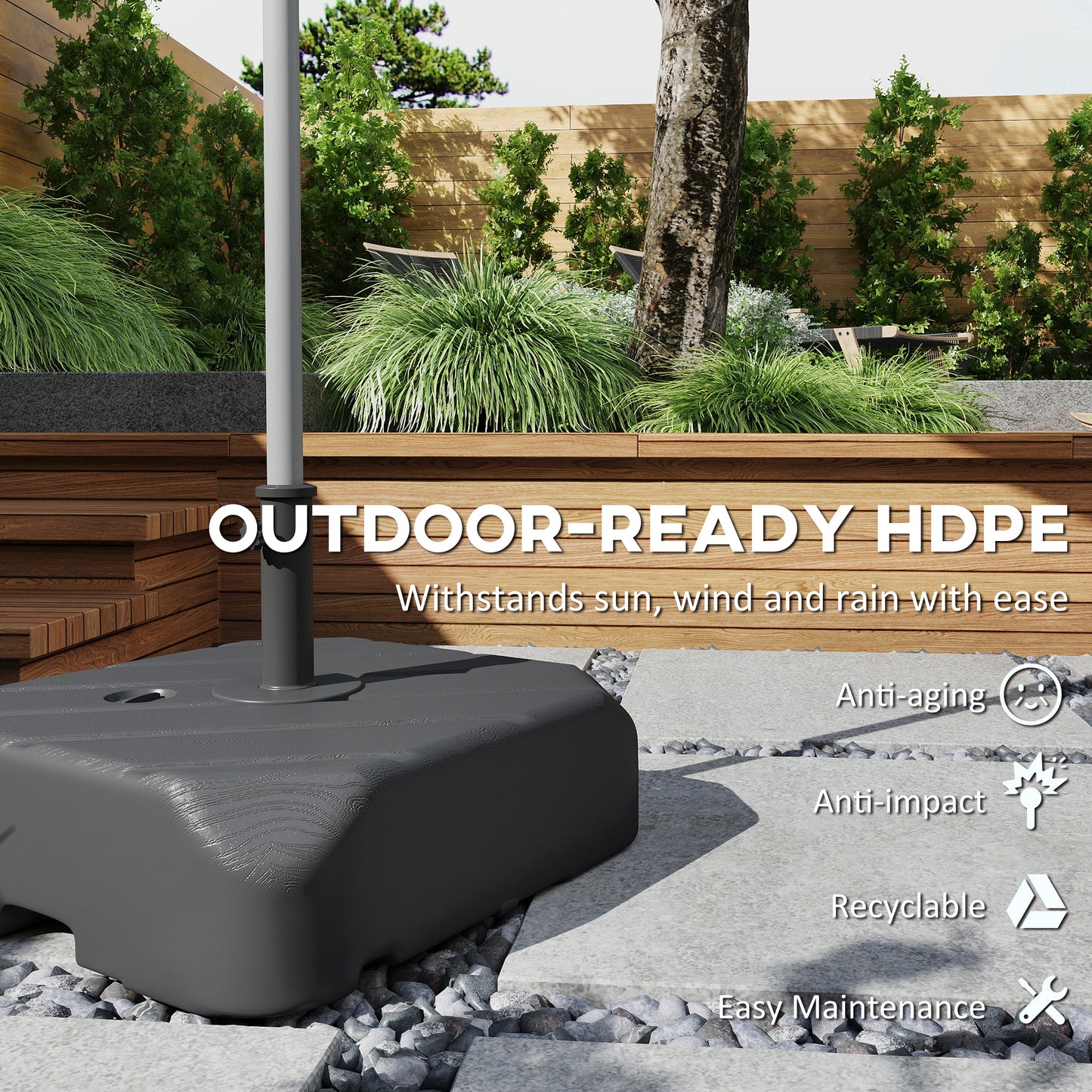 Garden Parasol Base with Wheels, Telescopic Handle