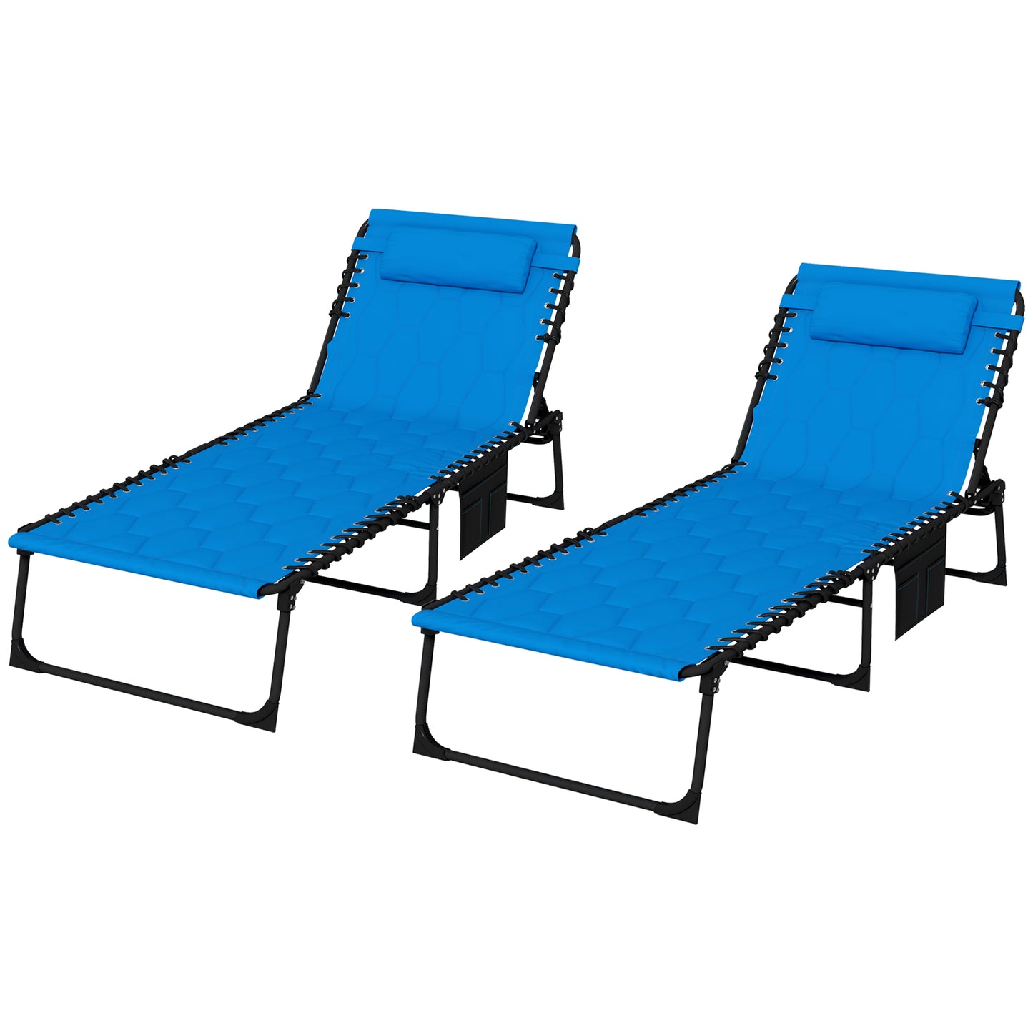 Set of Two Sun Loungers, with Five-Position Reclining Backs