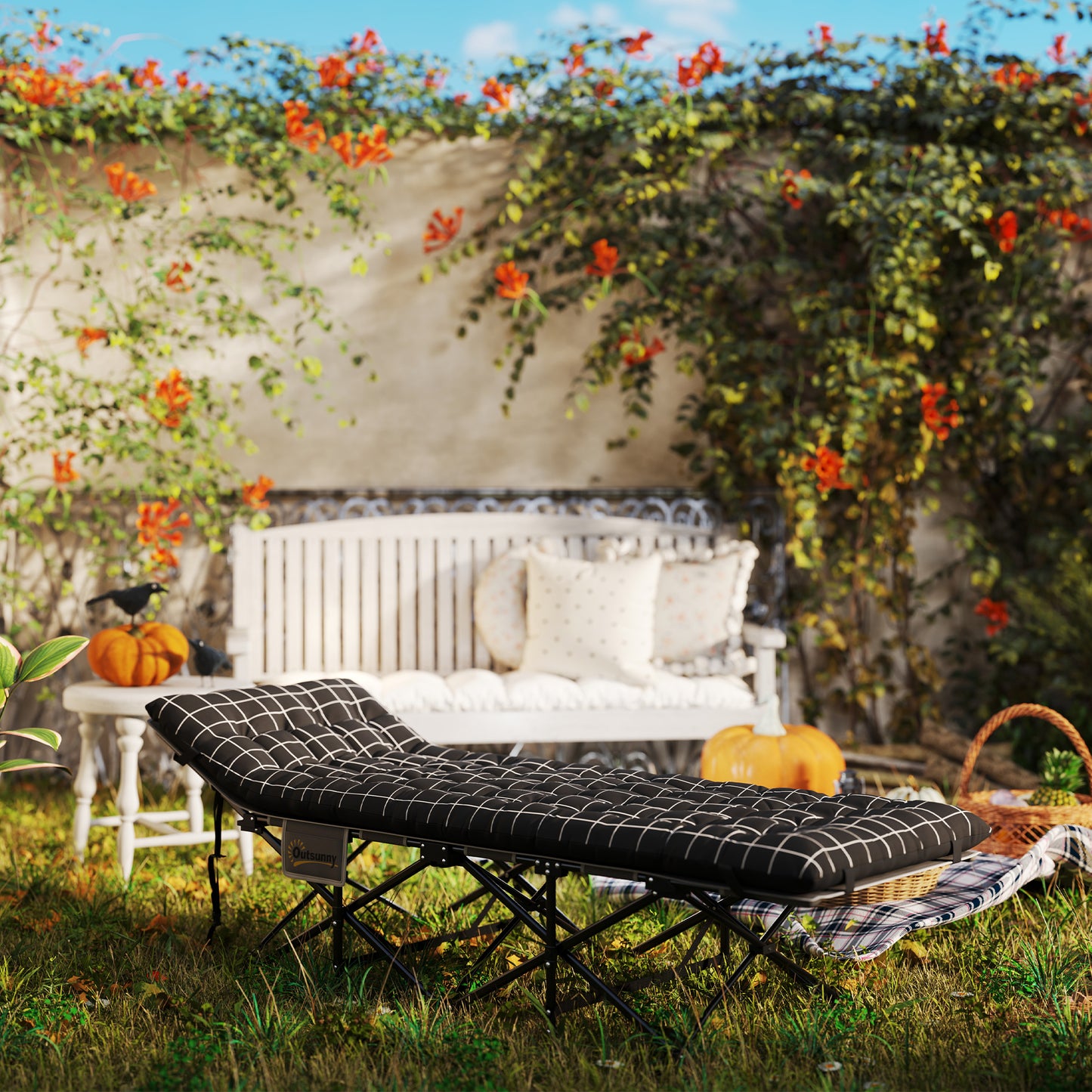 67cm Wide Folding Bed, Camping Cot for Adults with Mattress