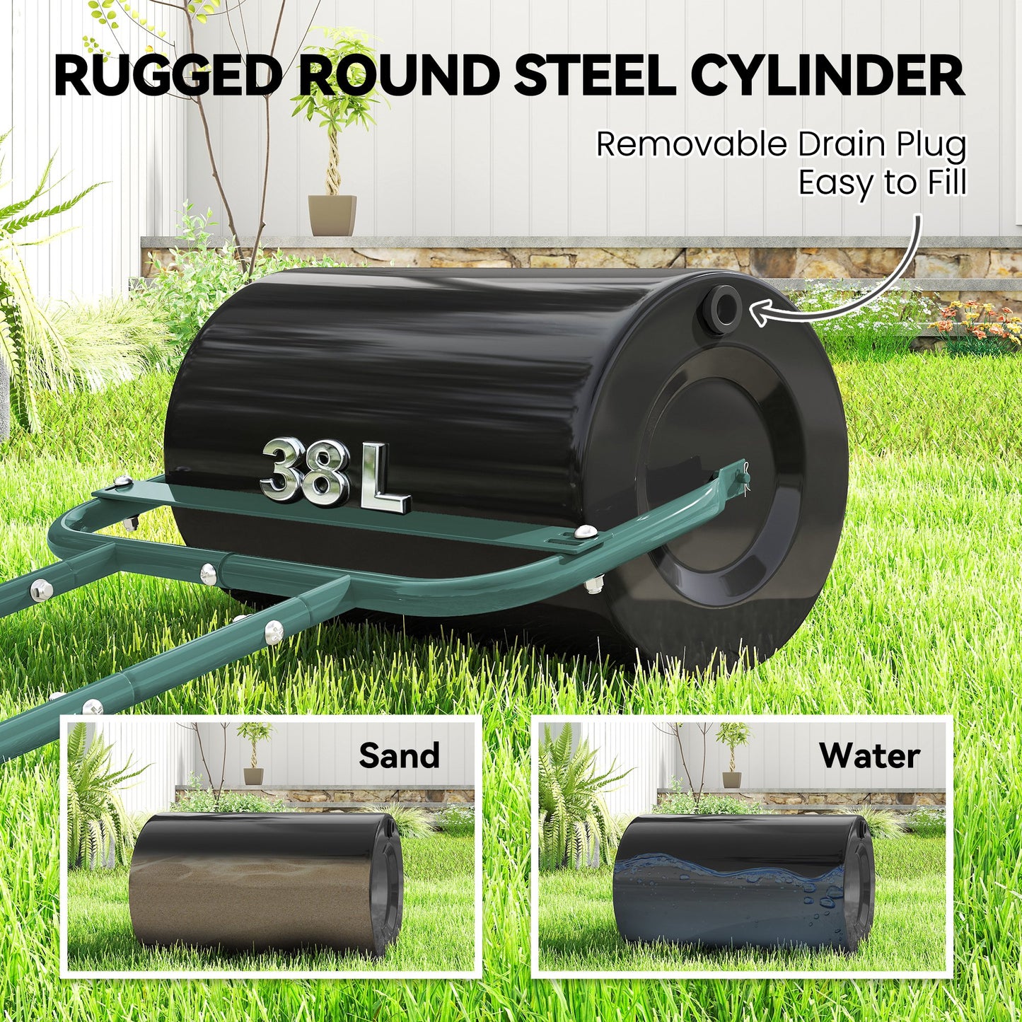 38L Fillable Cylinder Steel Lawn Roller