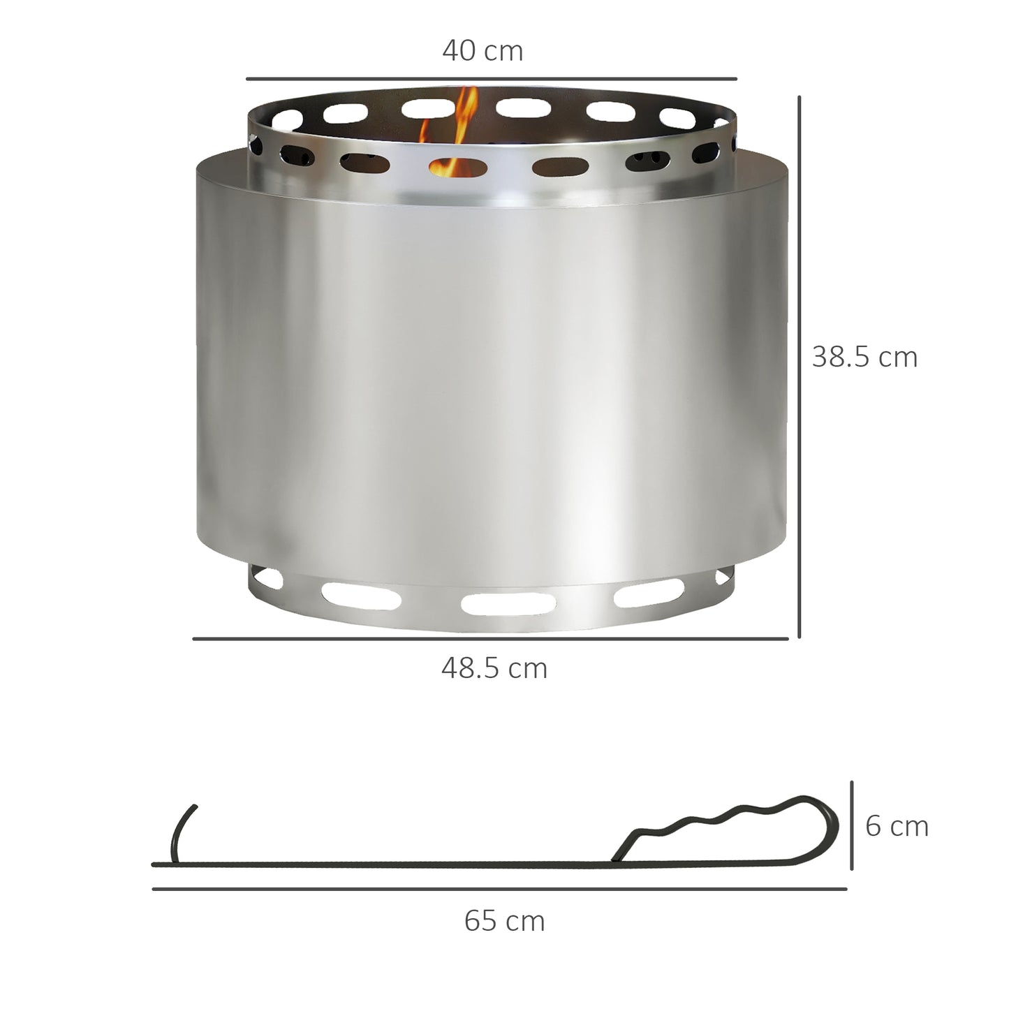 Smokeless Fire Pit, 48.5cm Portable Wood Burning Firepit with Poker
