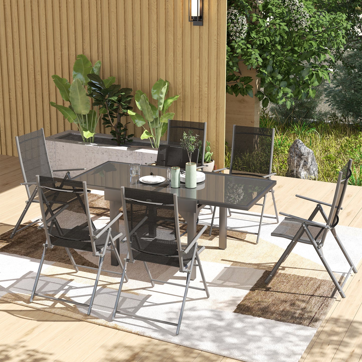 7 Piece Outdoor Dining Set with Extendable Table