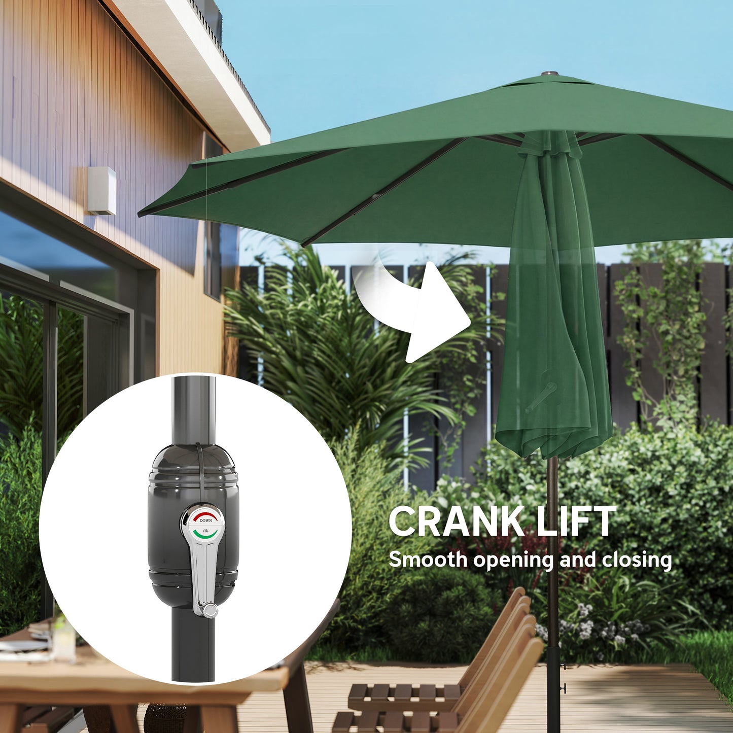 2.7 m Garden Parasol Umbrella with Cross Base and Sandbag