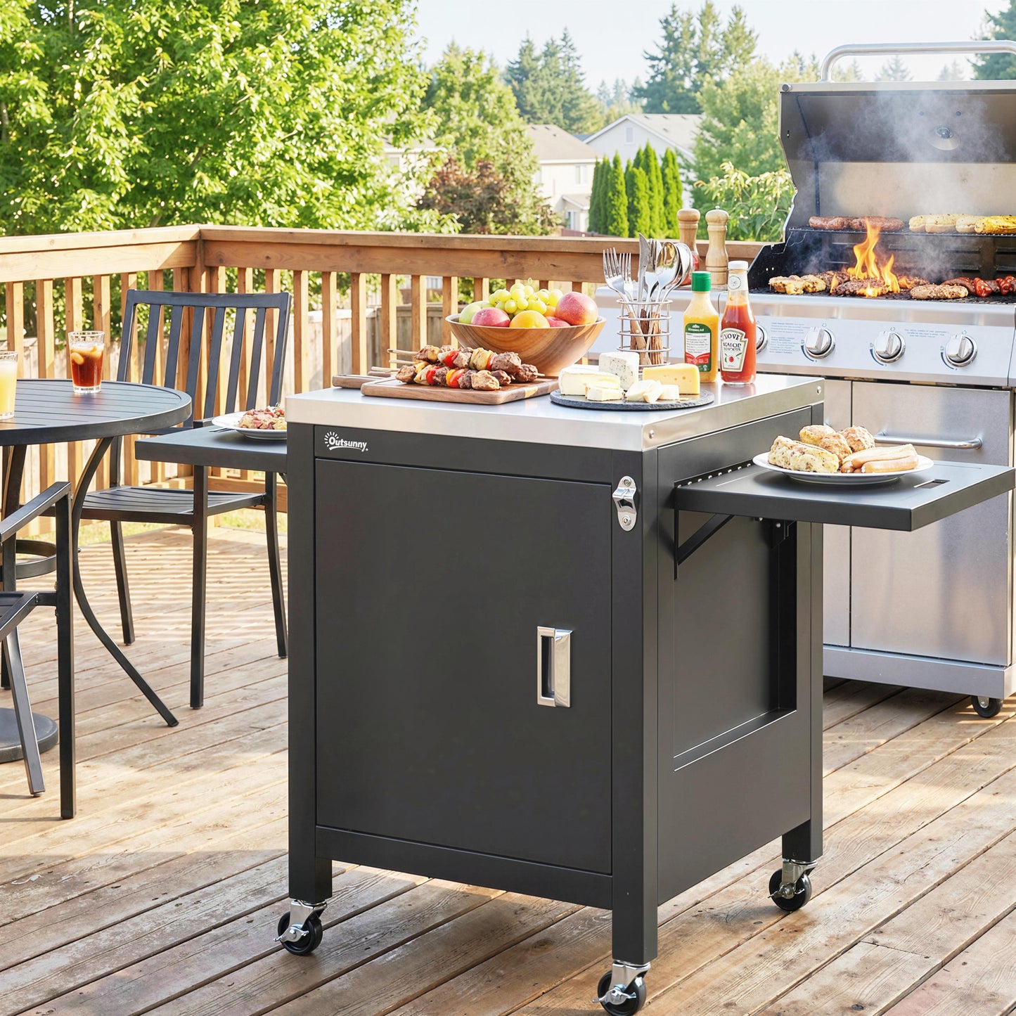 Outdoor Grill Cart with Stainless Steel Tabletop