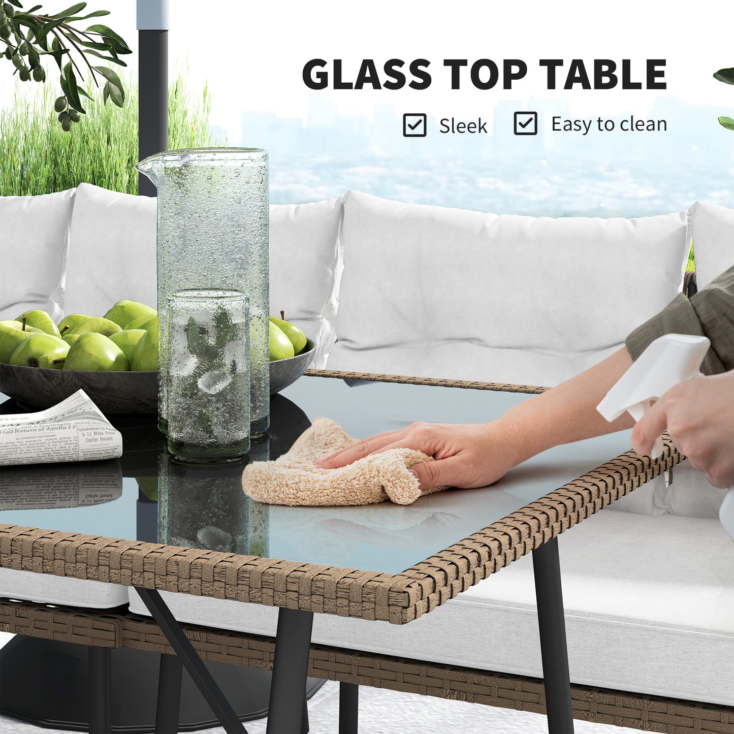 6 Piece Rattan Garden Furniture Set