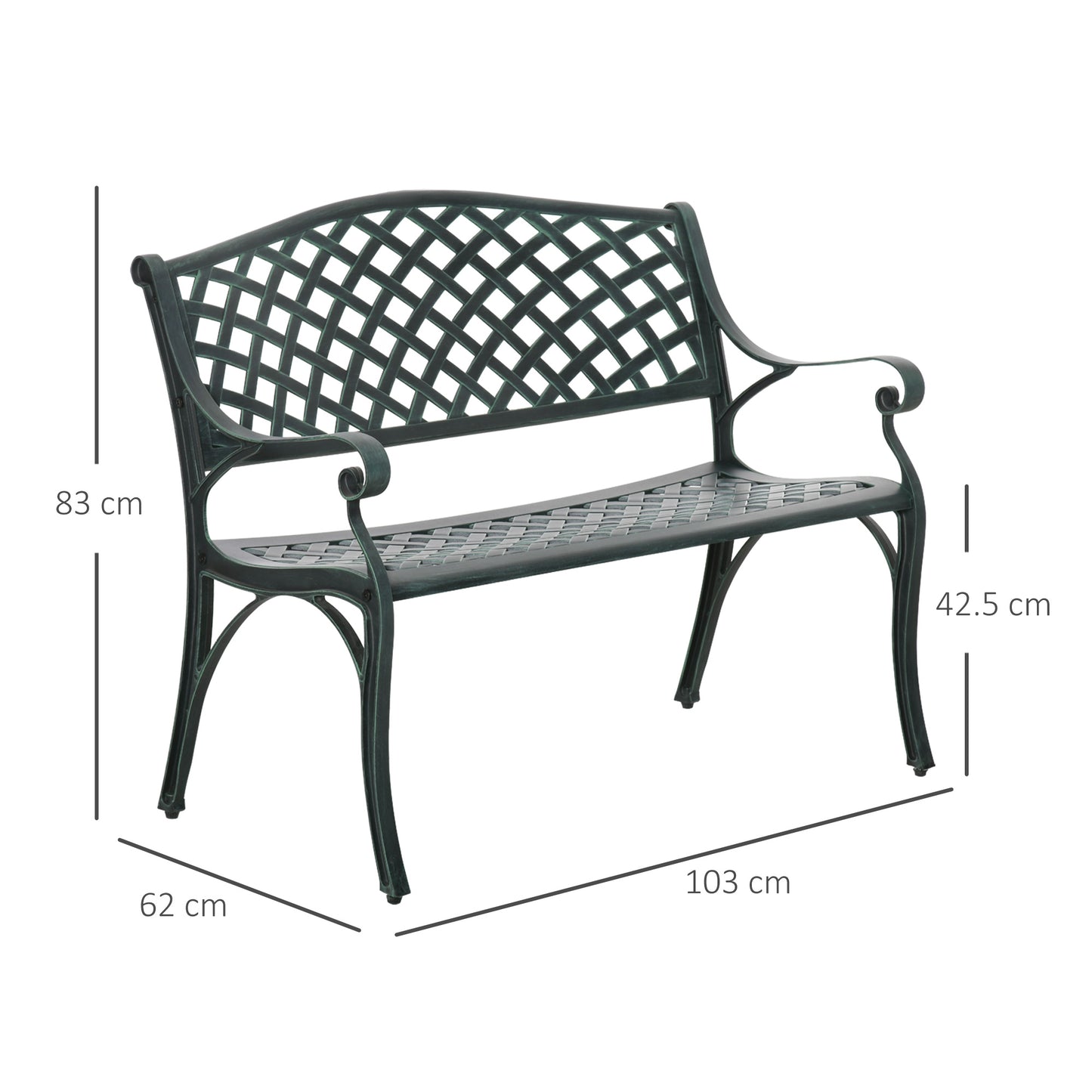 Cast Aluminium Garden Bench 2 Seater Antique Loveseat