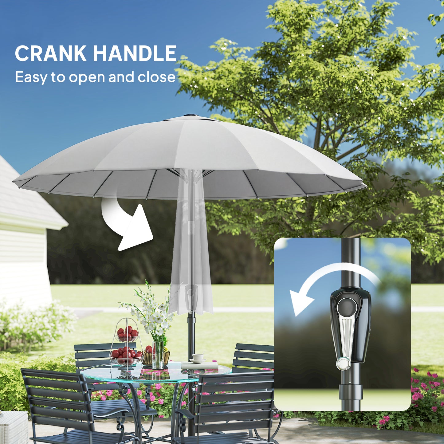 2 m Shanghai Garden Parasol Umbrella with 16 Fibreglass Ribs