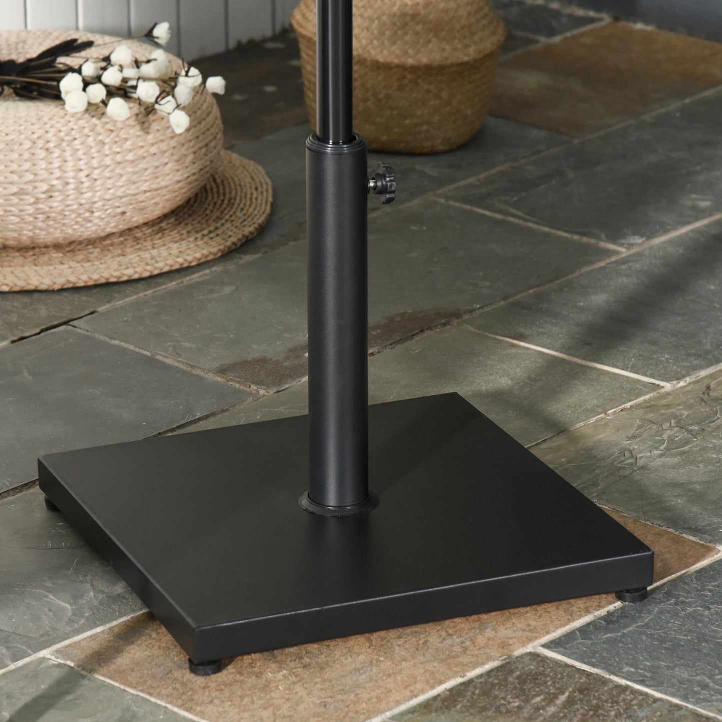 Φ35/38/48MM 18KG Steel Square Parasol Stand Base w/ Adjustable Knob