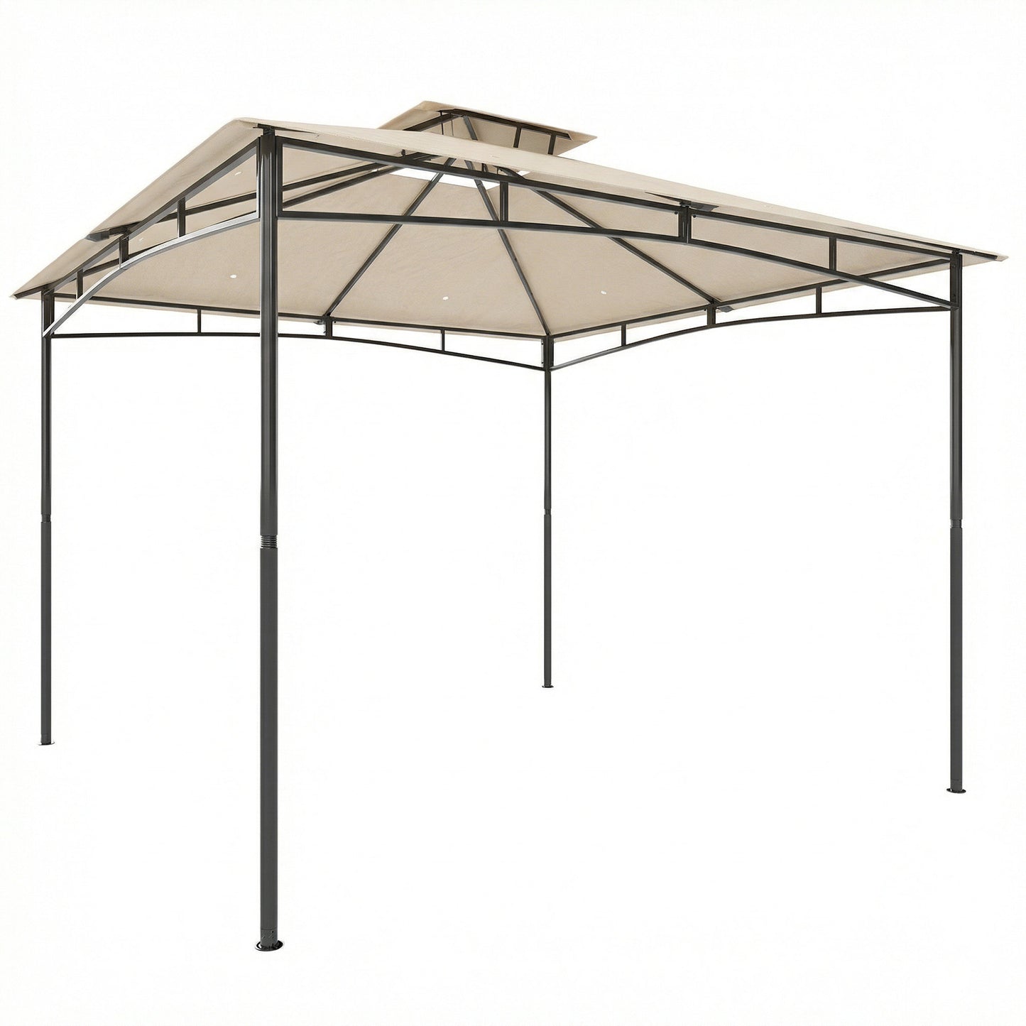 3 x 3 m Gazebo, Garden Gazebo with 2-Tier Roof, Metal Frame