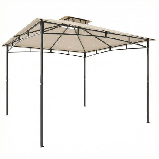 3 x 3 m Gazebo, Garden Gazebo with 2-Tier Roof, Metal Frame