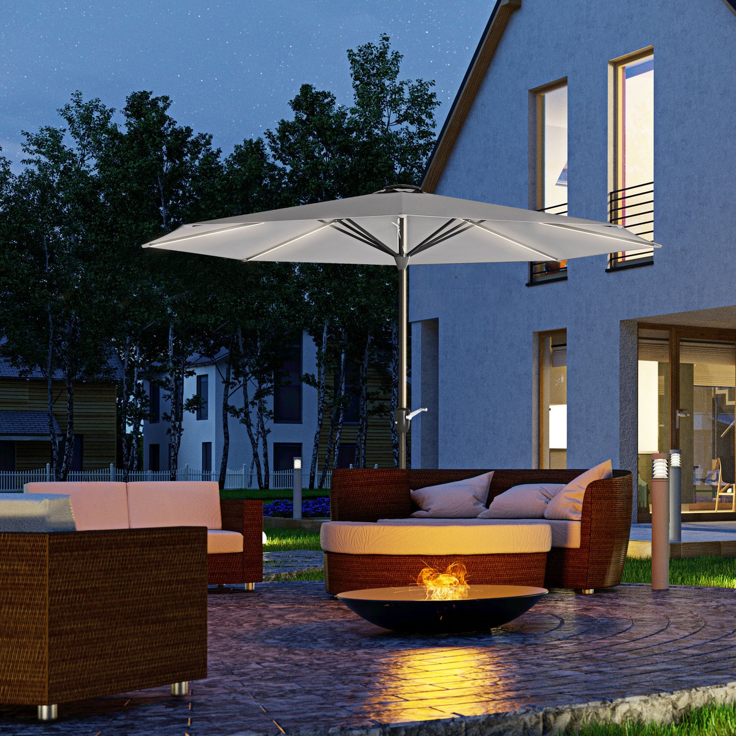 2.65m Garden Parasol, with LED Lights
