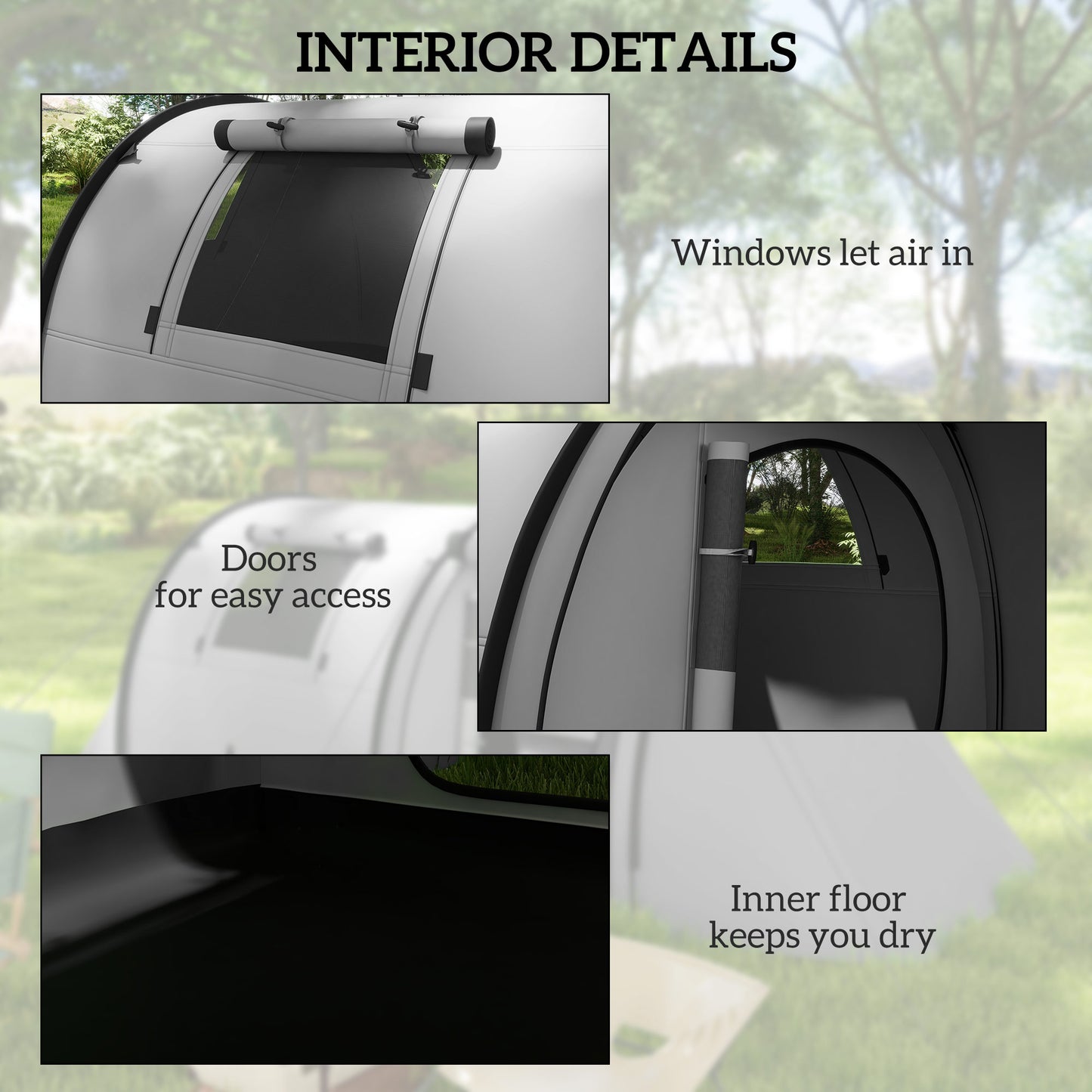 Four Man Duo Room Tunnel Tent, with Accessories