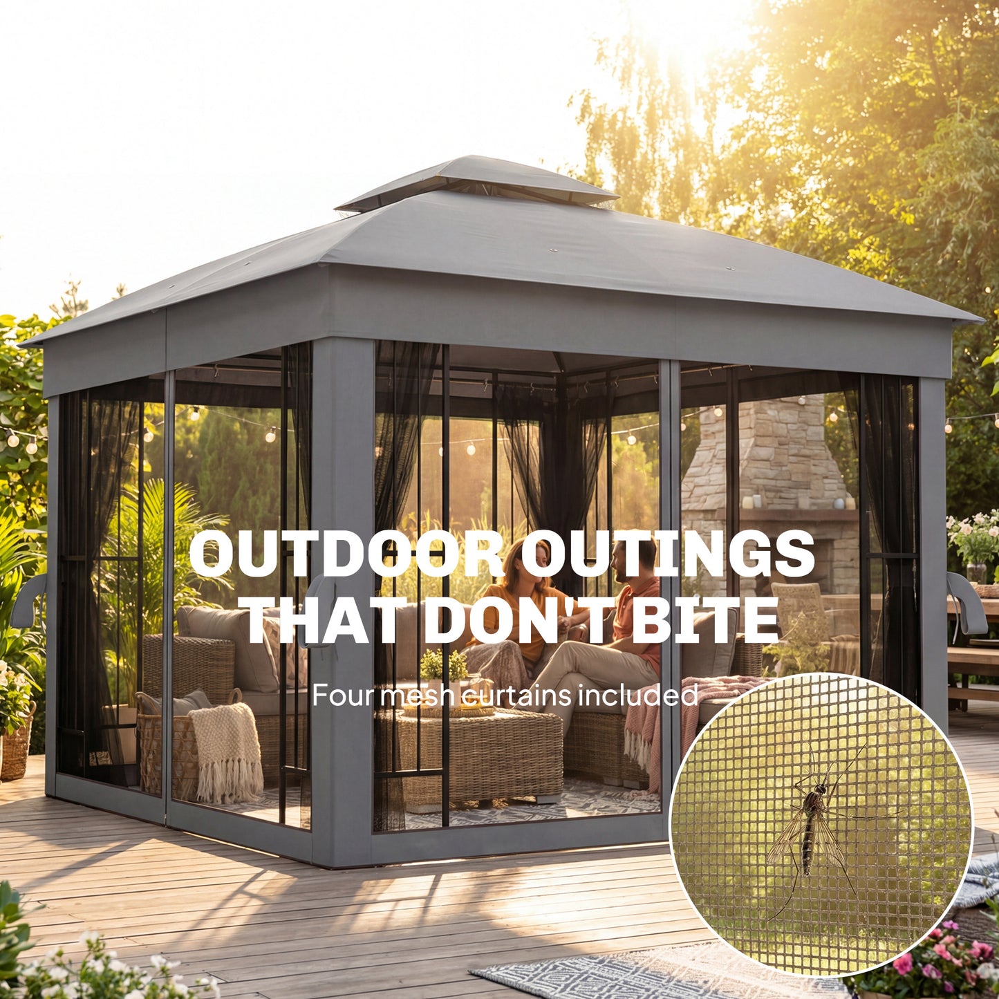 3 x 3 m Outdoor Garden Gazebo with Post Shelves