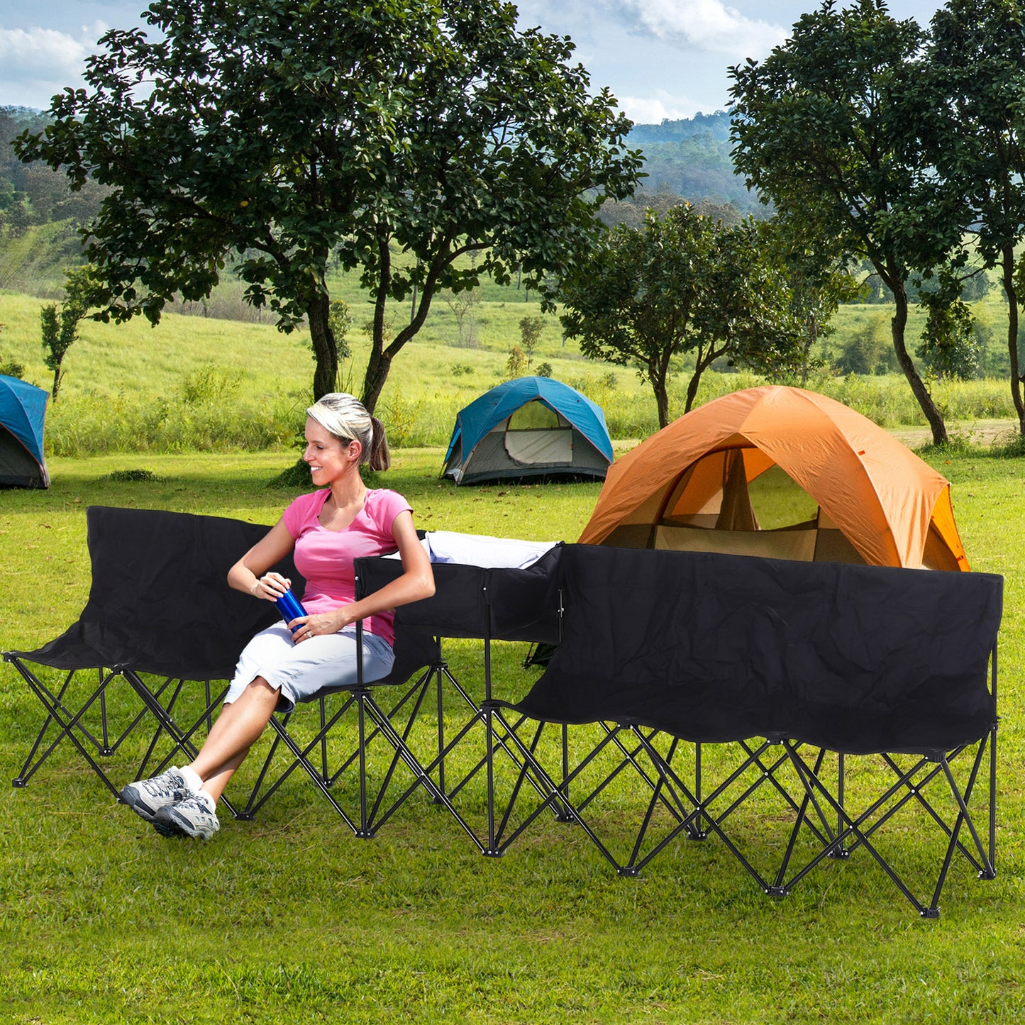6 Seat Folding Sports Bench Portable Sports Team Bench Spectator
