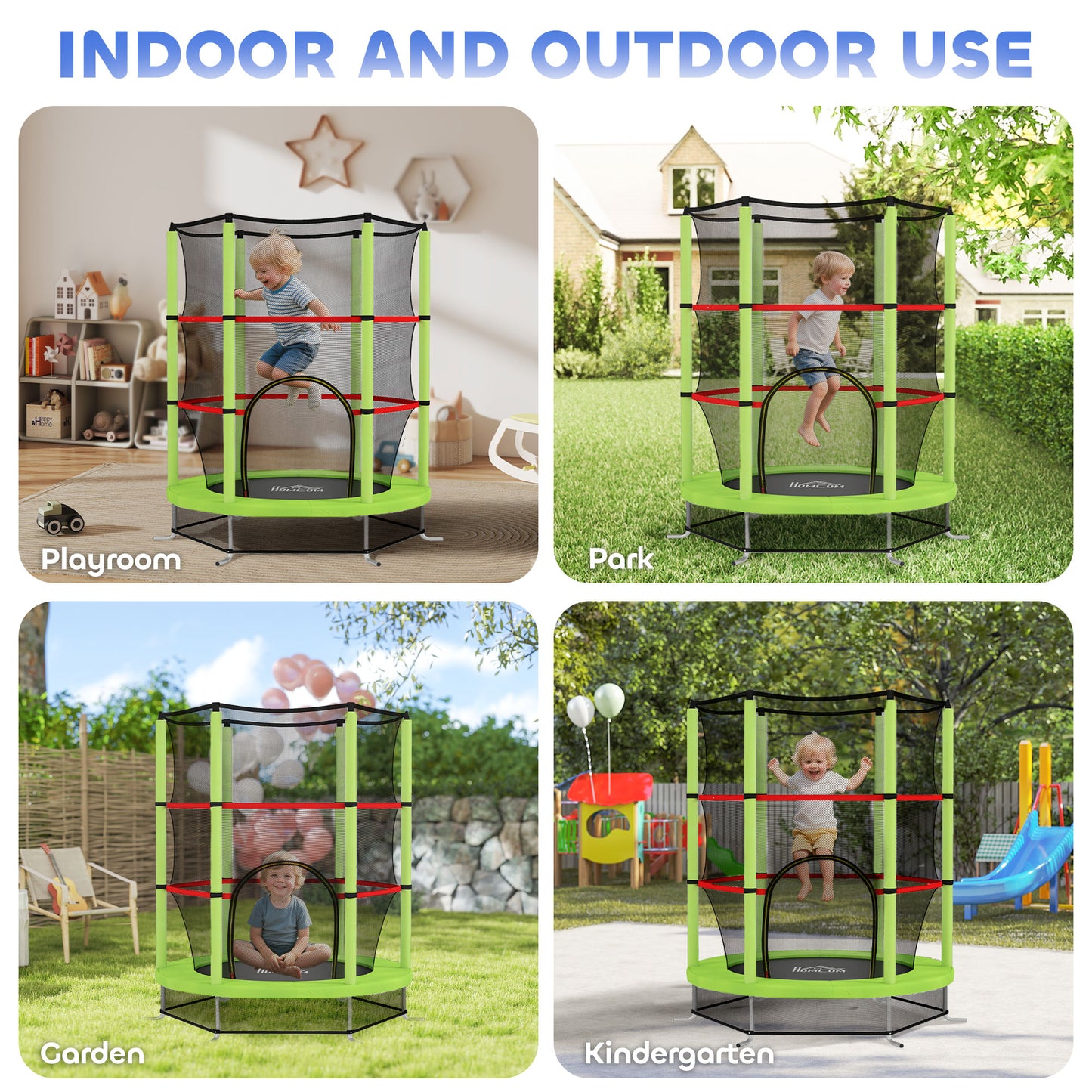 Kids Trampoline, with Enclosure Net, Steel Frame, for Ages 3-6 Years
