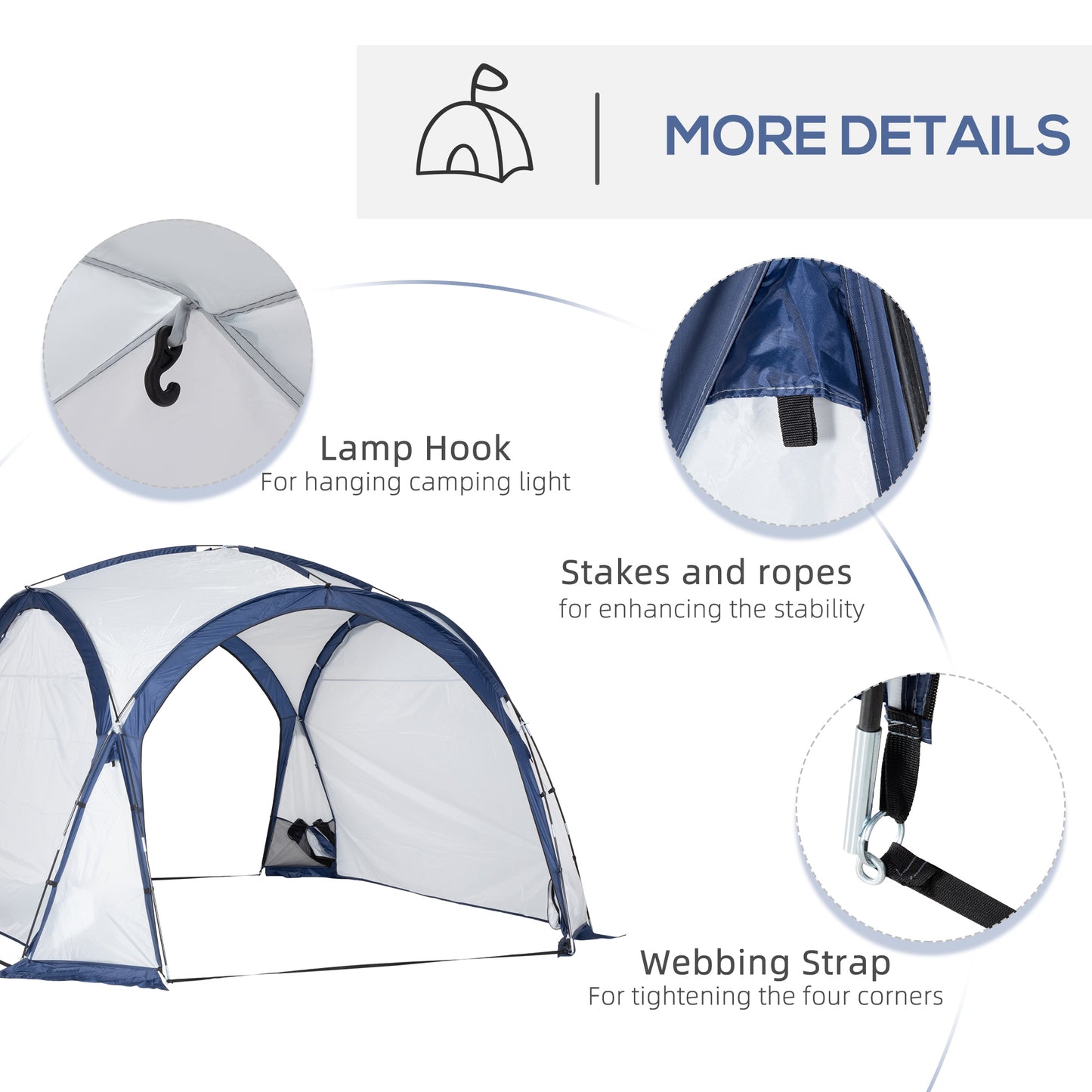Dome Tent for 6-8 Person, Camping Tent with 4 Zipped Mesh Doors