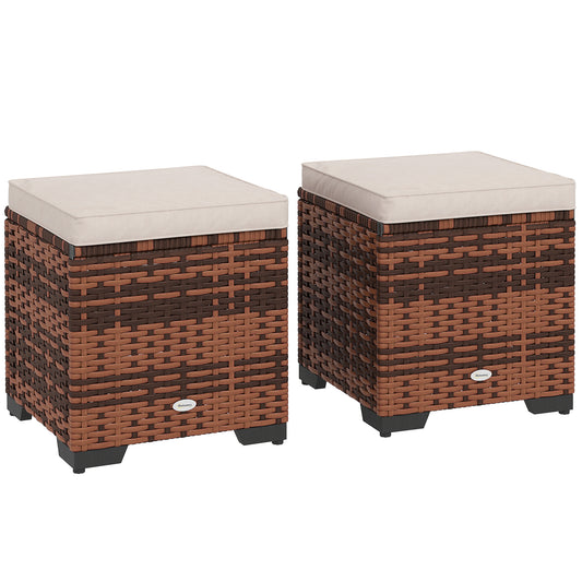 Set of 2 Rattan Storage Ottoman