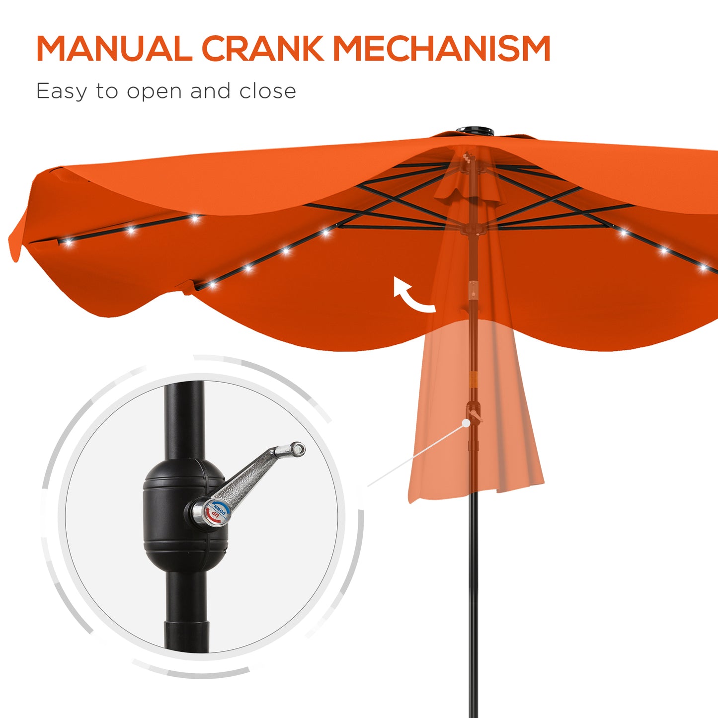 Solar Patio Umbrella with LED and Tilt