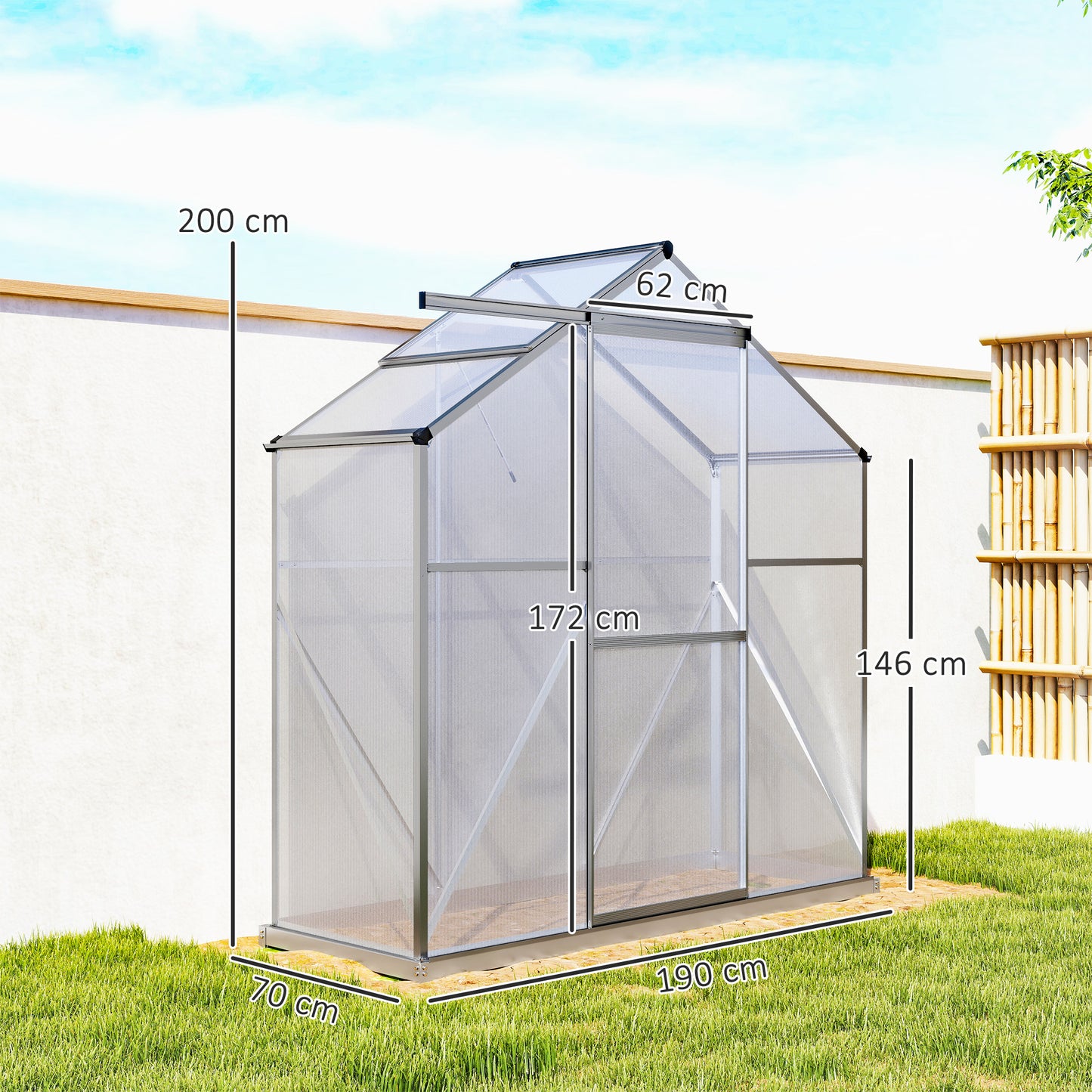 6 x 2.5ft Polycarbonate Greenhouse Walk-In Green House