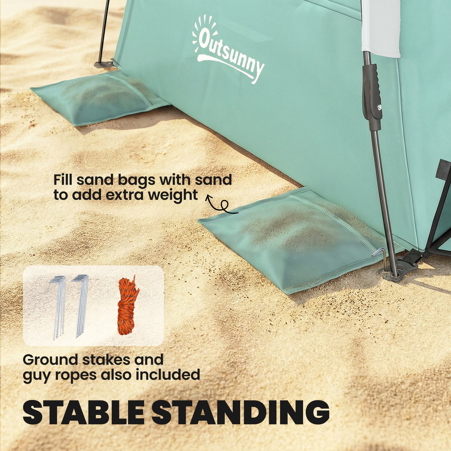 2-3 Person Pop Up Beach Tent, UPF15+ Sun Shelter with Extended Floor