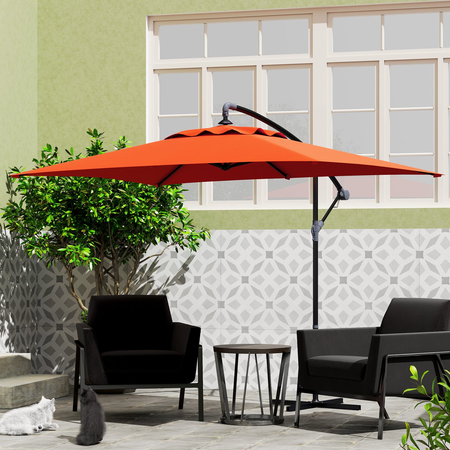 3(m) Cantilever Overhanging Parasol, with Cross Base