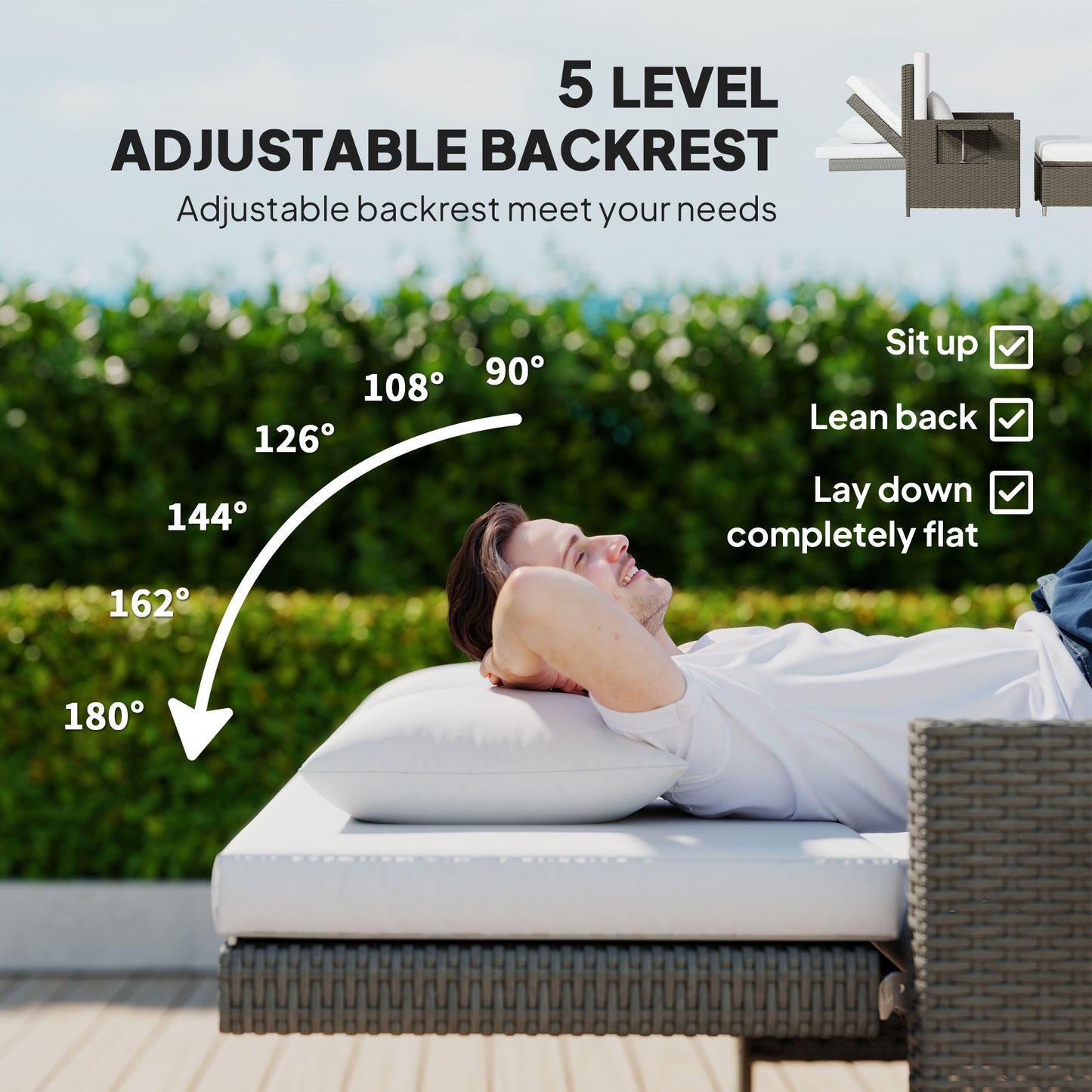 Rattan Day Bed, with Footstool