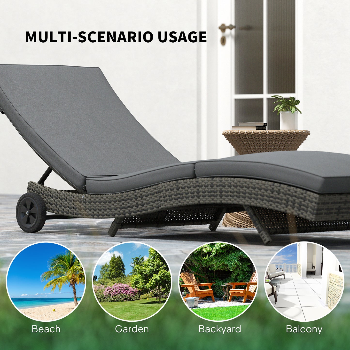 Patio Wicker Chaise Lounge Chair