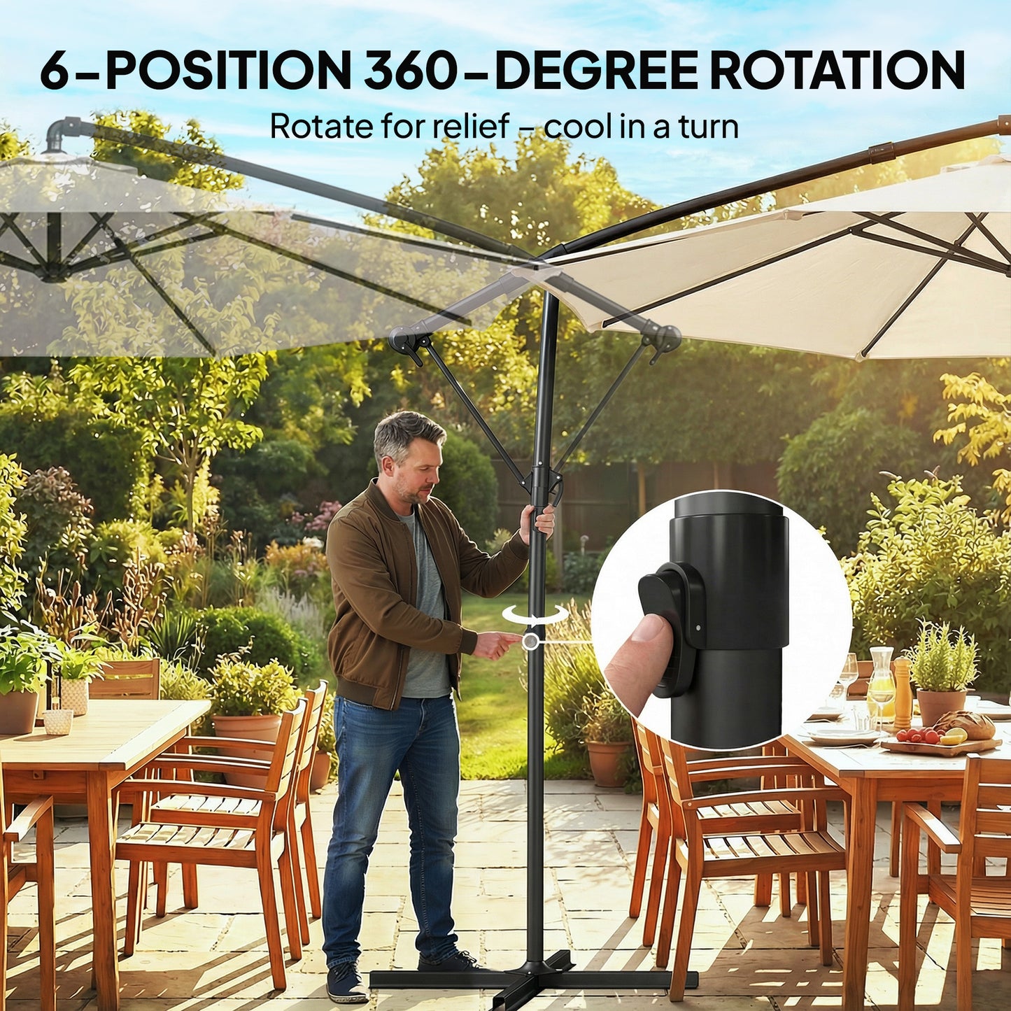 3 m Garden Cantilever Parasol with Cover