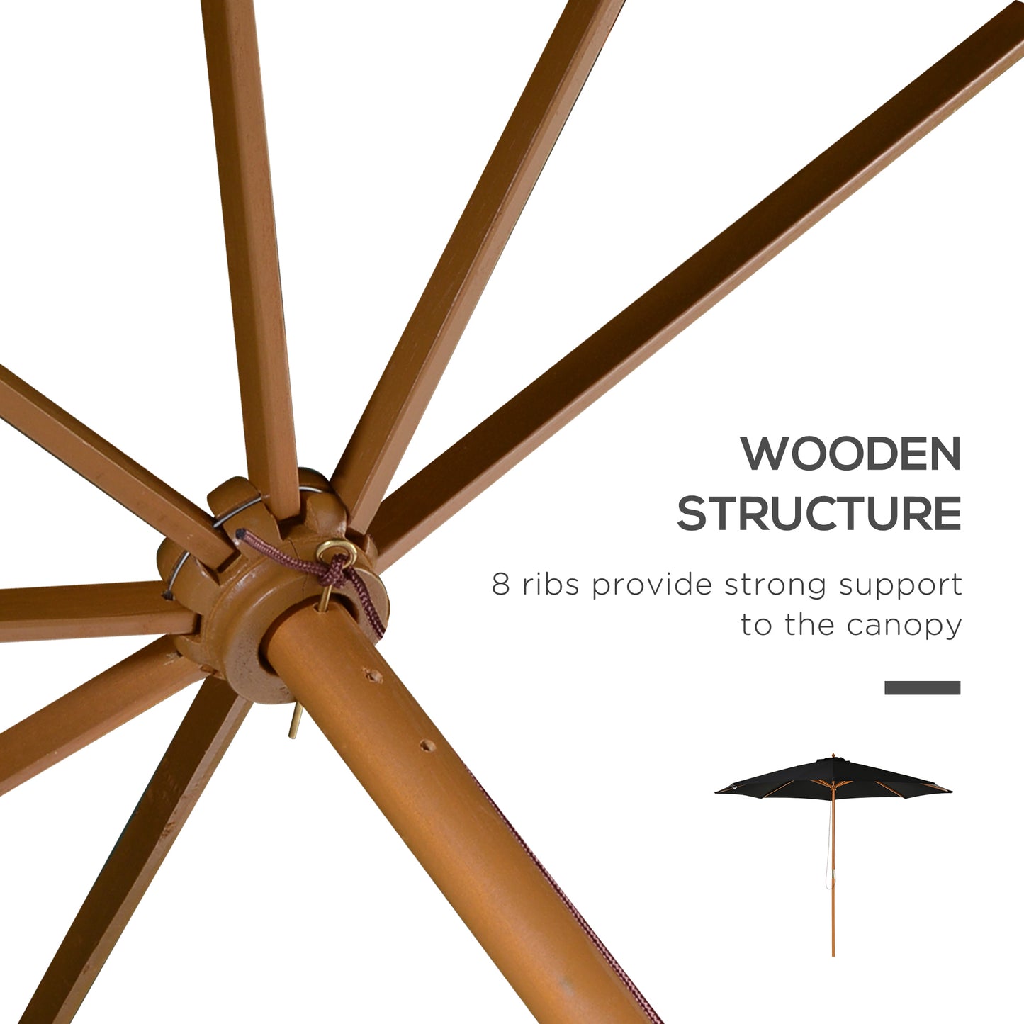 3(m) Garden Parasol, Pulley Operated Patio Umbrella