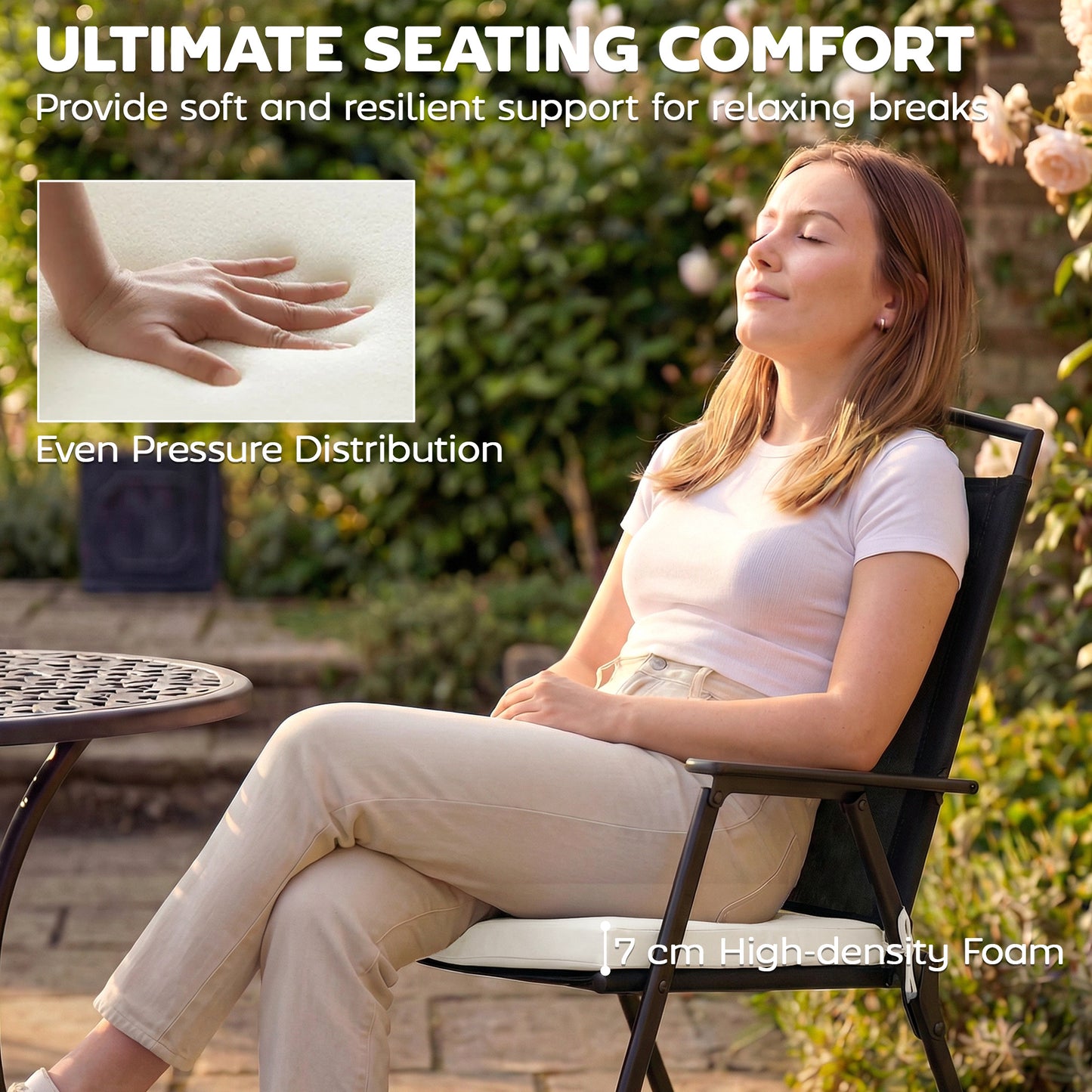 Set of 6 Outdoor Seat Cushions with Machine Washable Cover