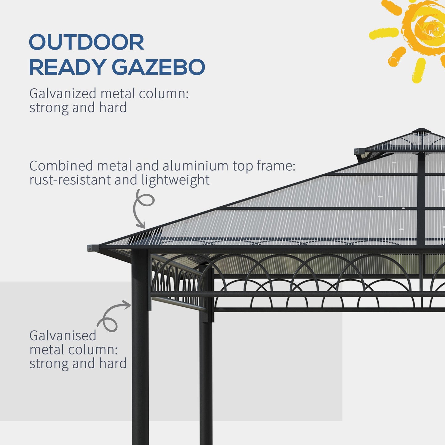 3 x 3 (m) Outdoor Polycarbonate Gazebo