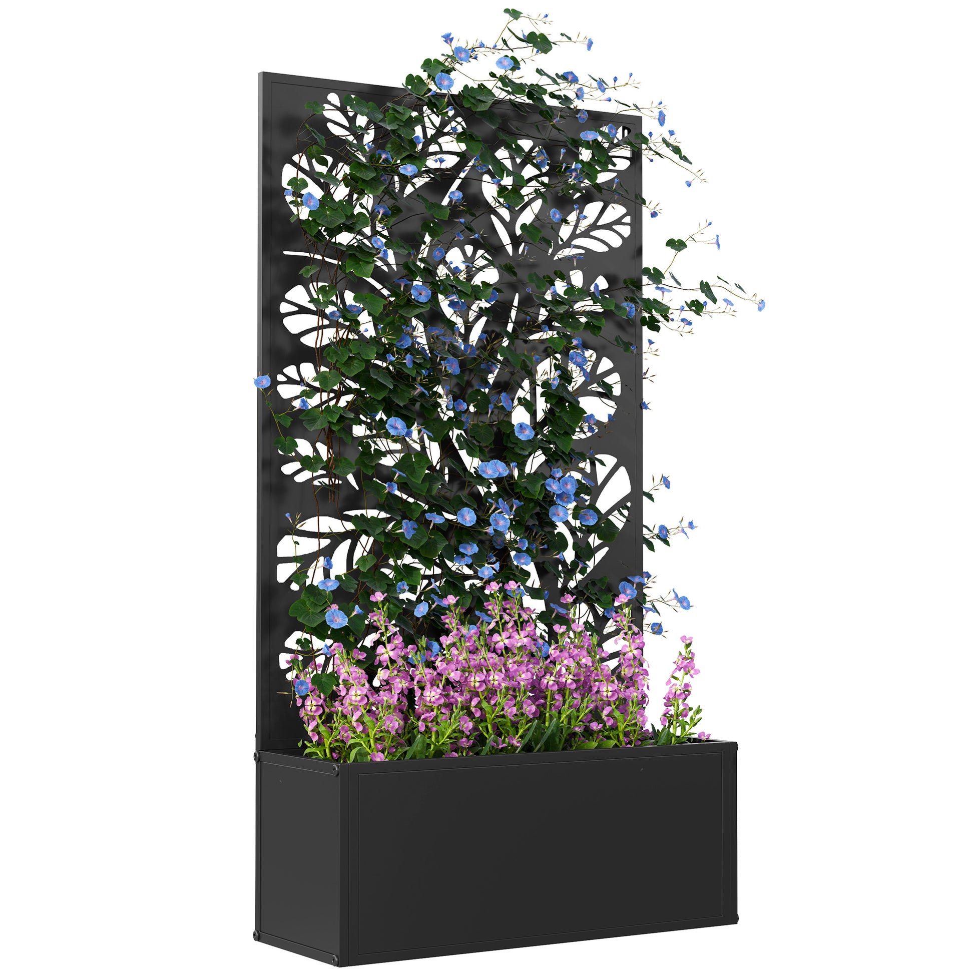 Outdoor Metal Planter, with Back Trellis