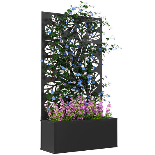 Outdoor Metal Planter, with Back Trellis