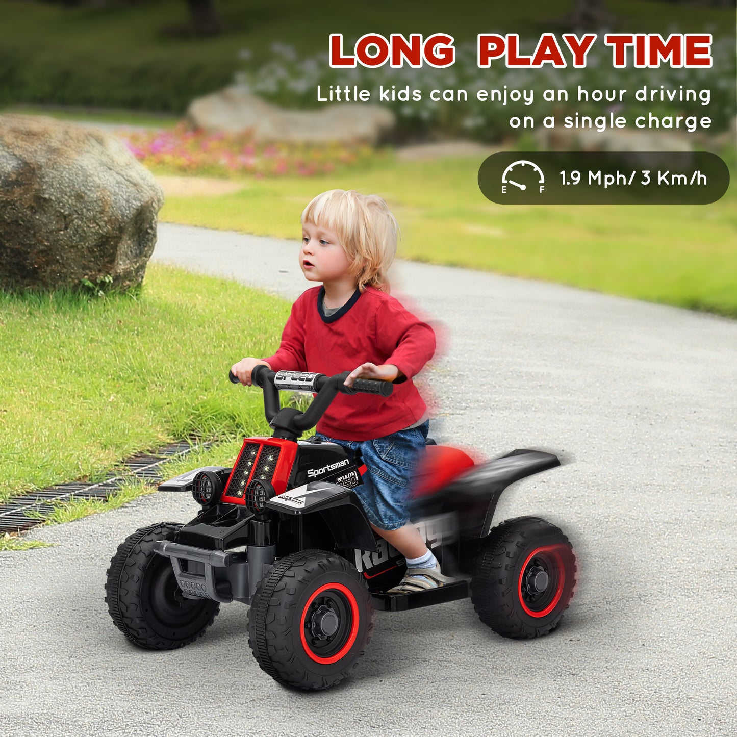 6V Electric Quad Bike for Kids, Ride On ATV w/ Forward/Reverse