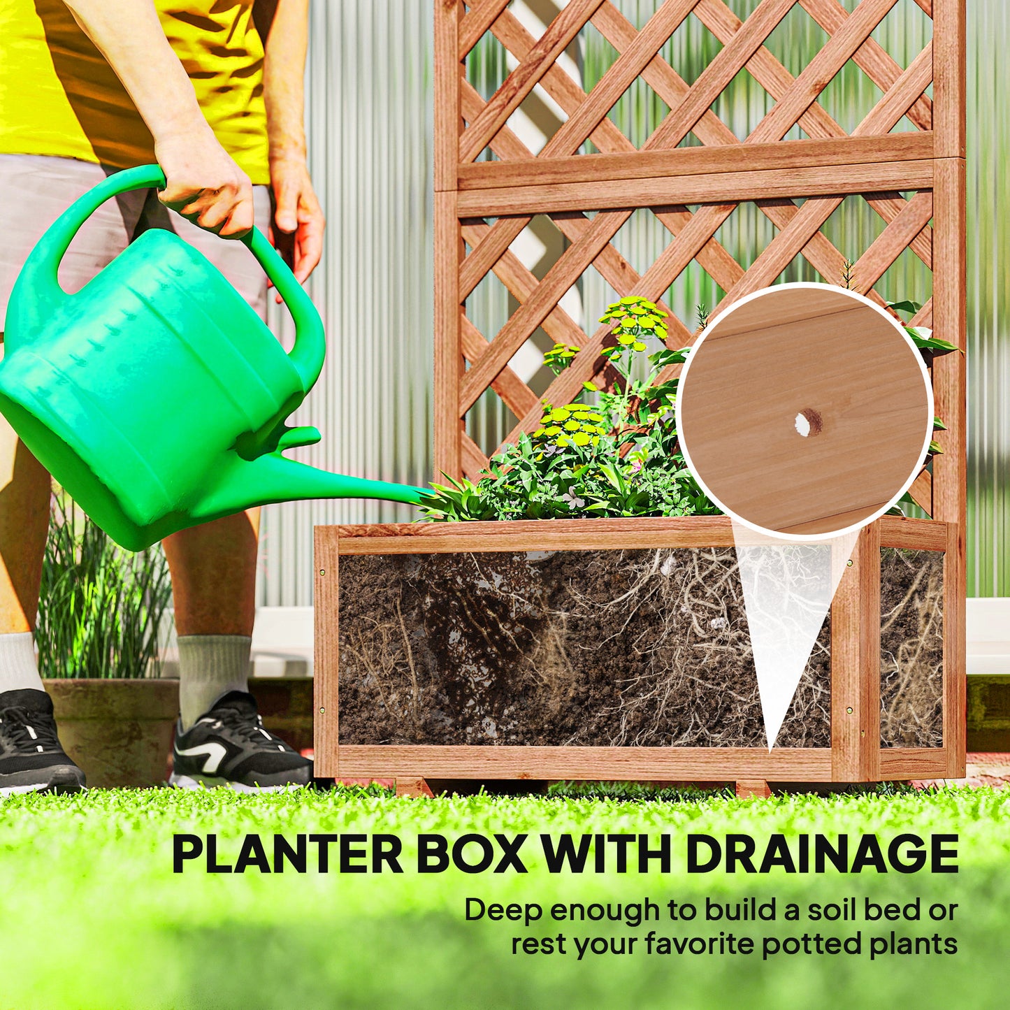 72.5 x 31.5 x 149.5 cm 45L Garden Wooden Pine Trough Planter