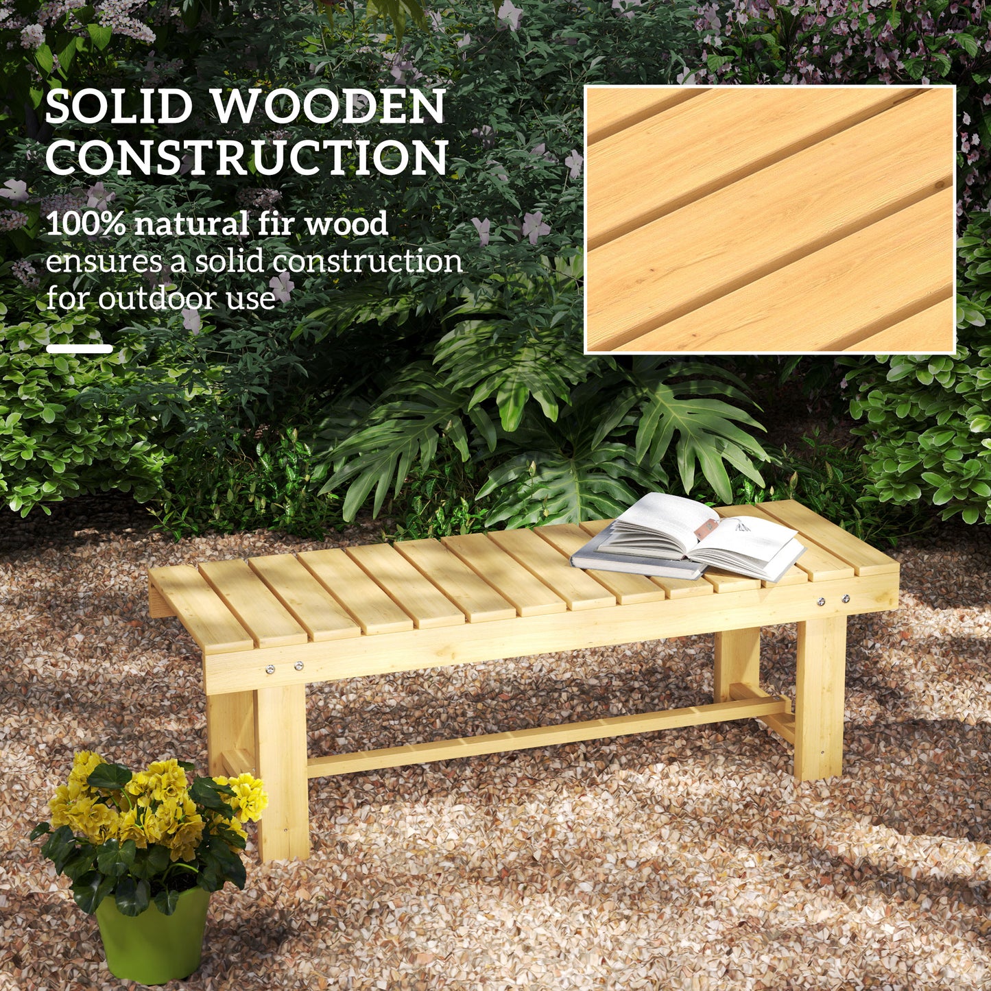 1 Piece 2-seater Outdoor Indoor Wooden Garden Bench Fir Patio