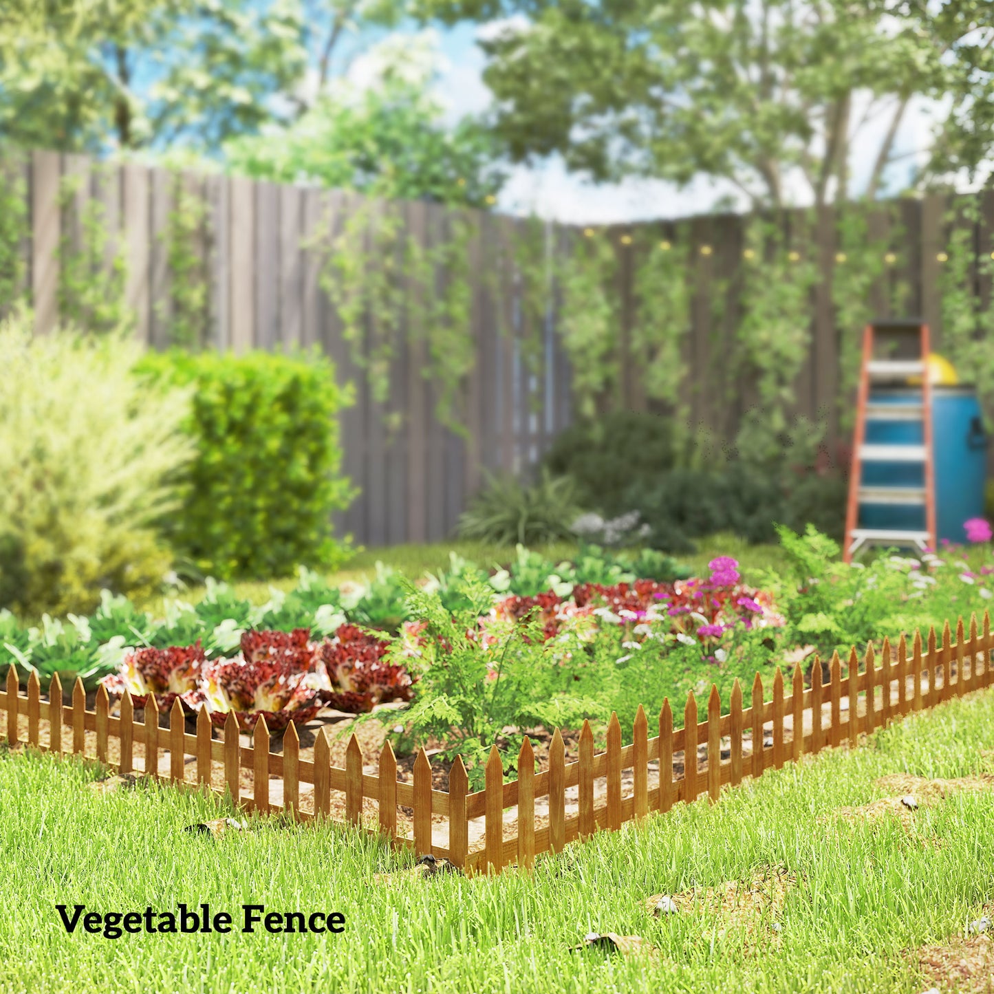 Pack of 12 Wooden Border Fences