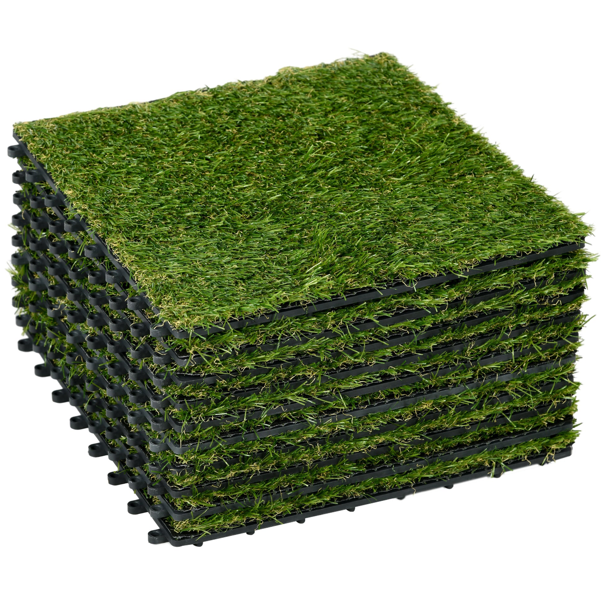 10-Piece Artificial Grass Set, Weatherproof Turf Tiles